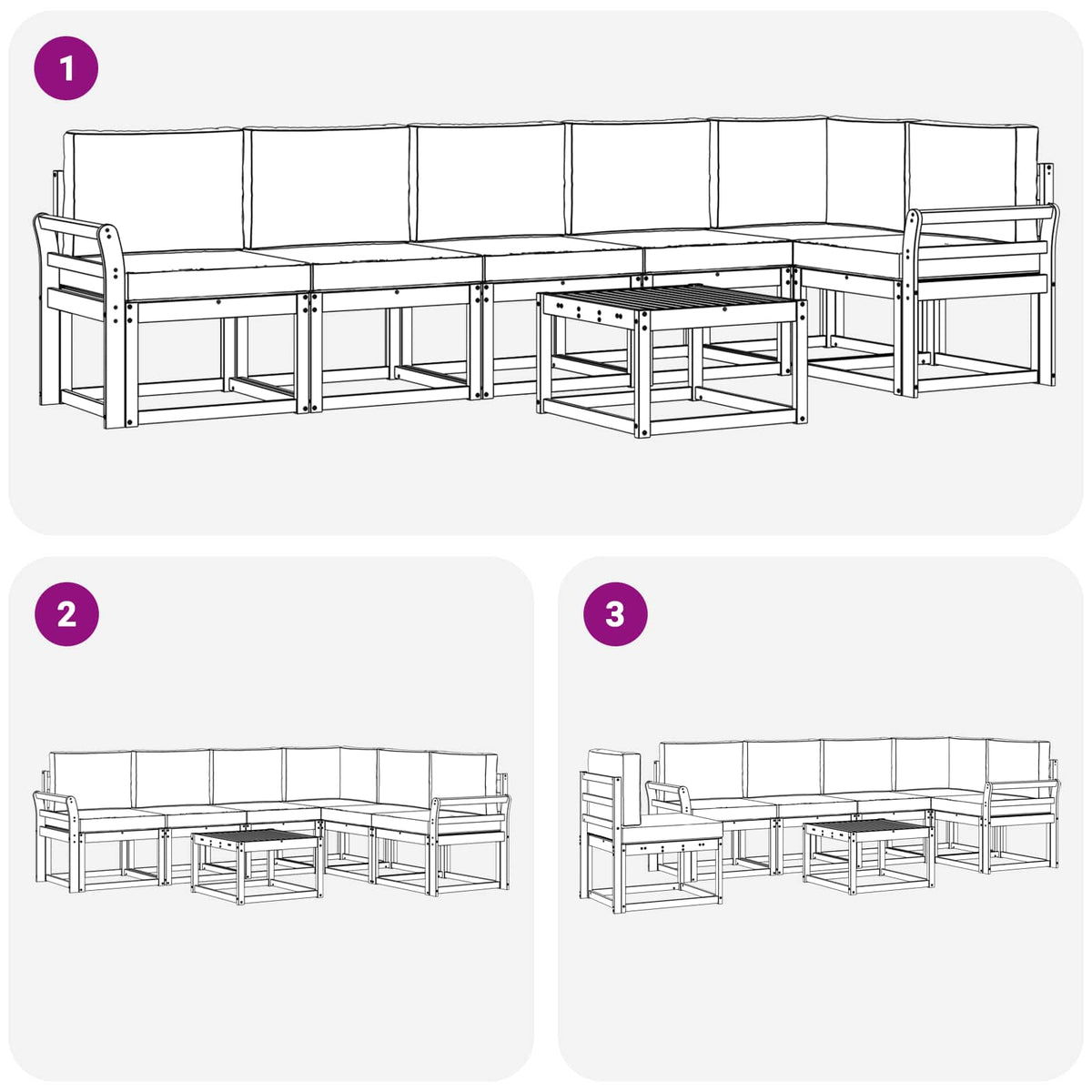 Set vanjskih sofa 7 kom. Bijela i antracit Poliester Smeđa 59 x 59 x 37 cm