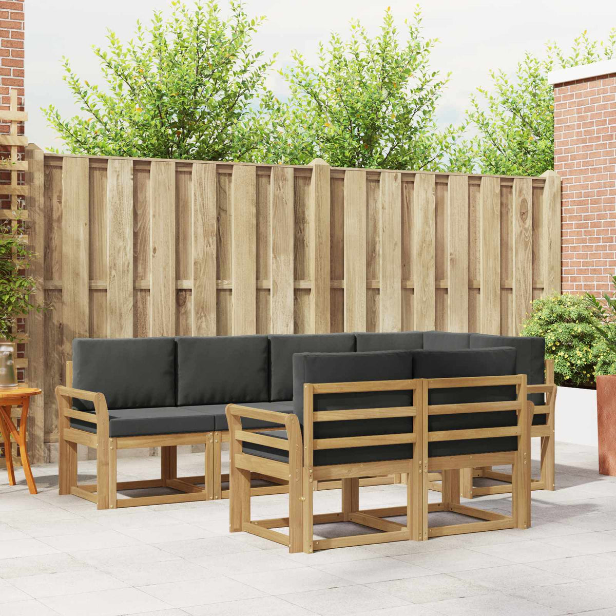 Set vanjskih sofa 7 kom. Bijela i antracit Poliester Smeđa 249 x 130,5 x 73 cm