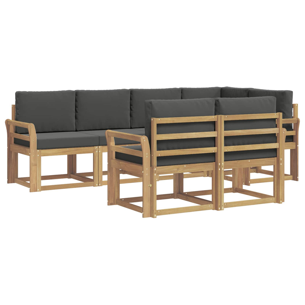Set vanjskih sofa 7 kom. Bijela i antracit Poliester Smeđa 249 x 130,5 x 73 cm
