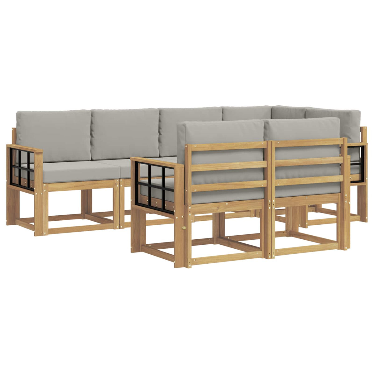 Set vanjskih sofa 7 kom. Bijela i svjetlosiva Smeđa 247 x 128,5 x 73 cm