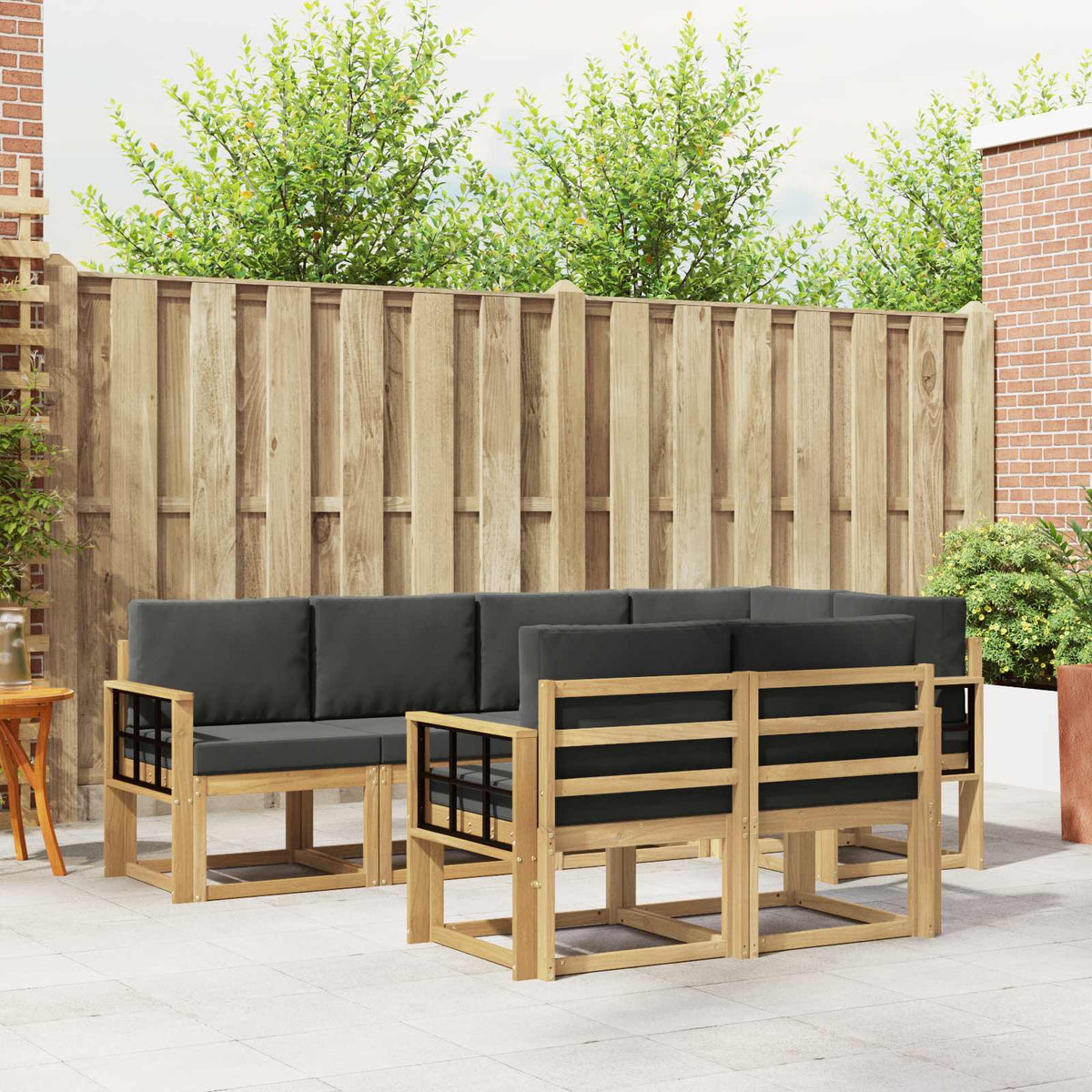 Set vanjskih sofa 7 kom. Bijela i antracit Poliester Smeđa 247 x 128,5 x 73 cm