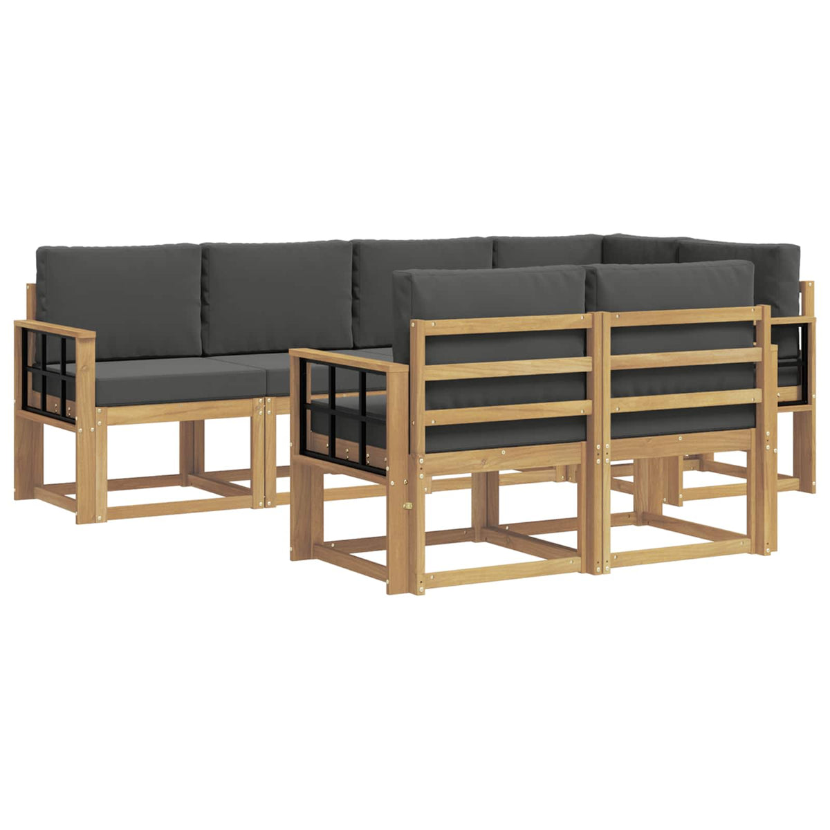Set vanjskih sofa 7 kom. Bijela i antracit Poliester Smeđa 247 x 128,5 x 73 cm