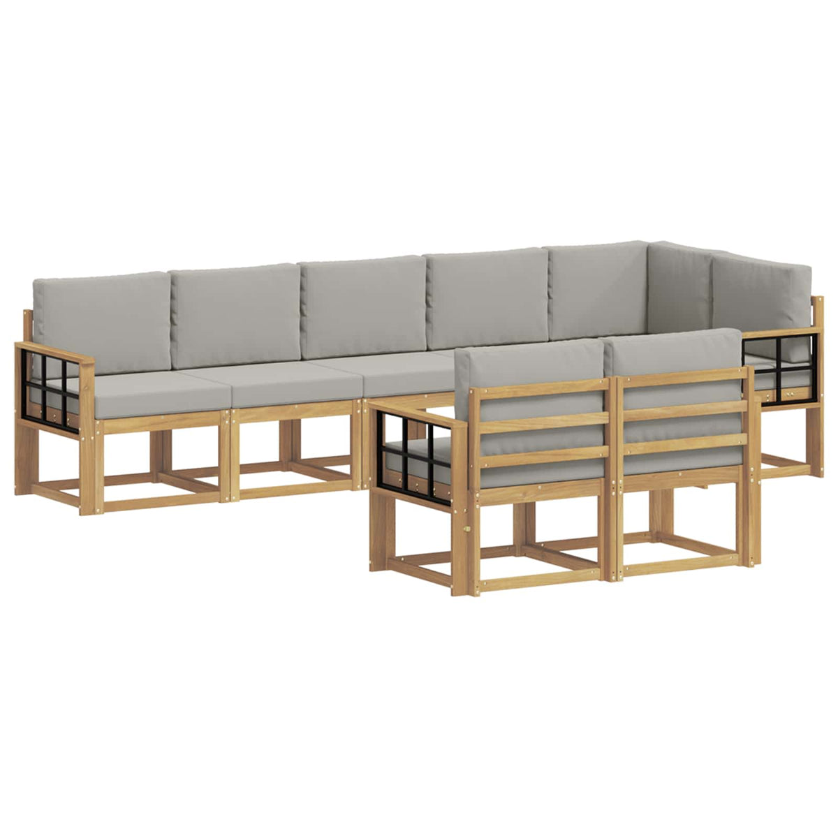 Set vanjskih sofa 8 kom. Bijela i svjetlosiva Smeđa 306 x 128,5 x 73 cm