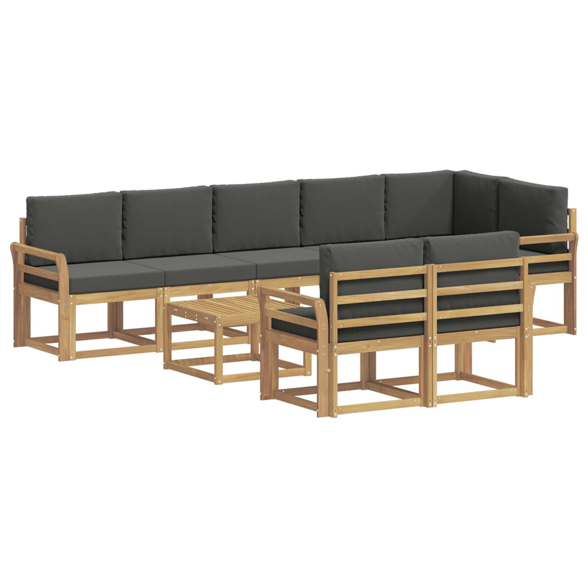Set vanjskih sofa 9 kom. Bijela i antracit Poliester Smeđa 59 x 59 x 37 cm