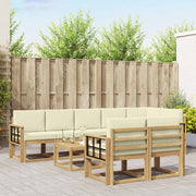 Set vanjskih sofa 9 kom. Bijela i krem Poliester Smeđa 59 x 59 x 37 cm