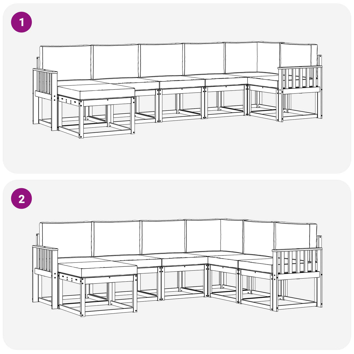 Set vanjskih sofa 7 kom. Bijela i antracit Poliester Smeđa 306 x 128,5 x 73 cm