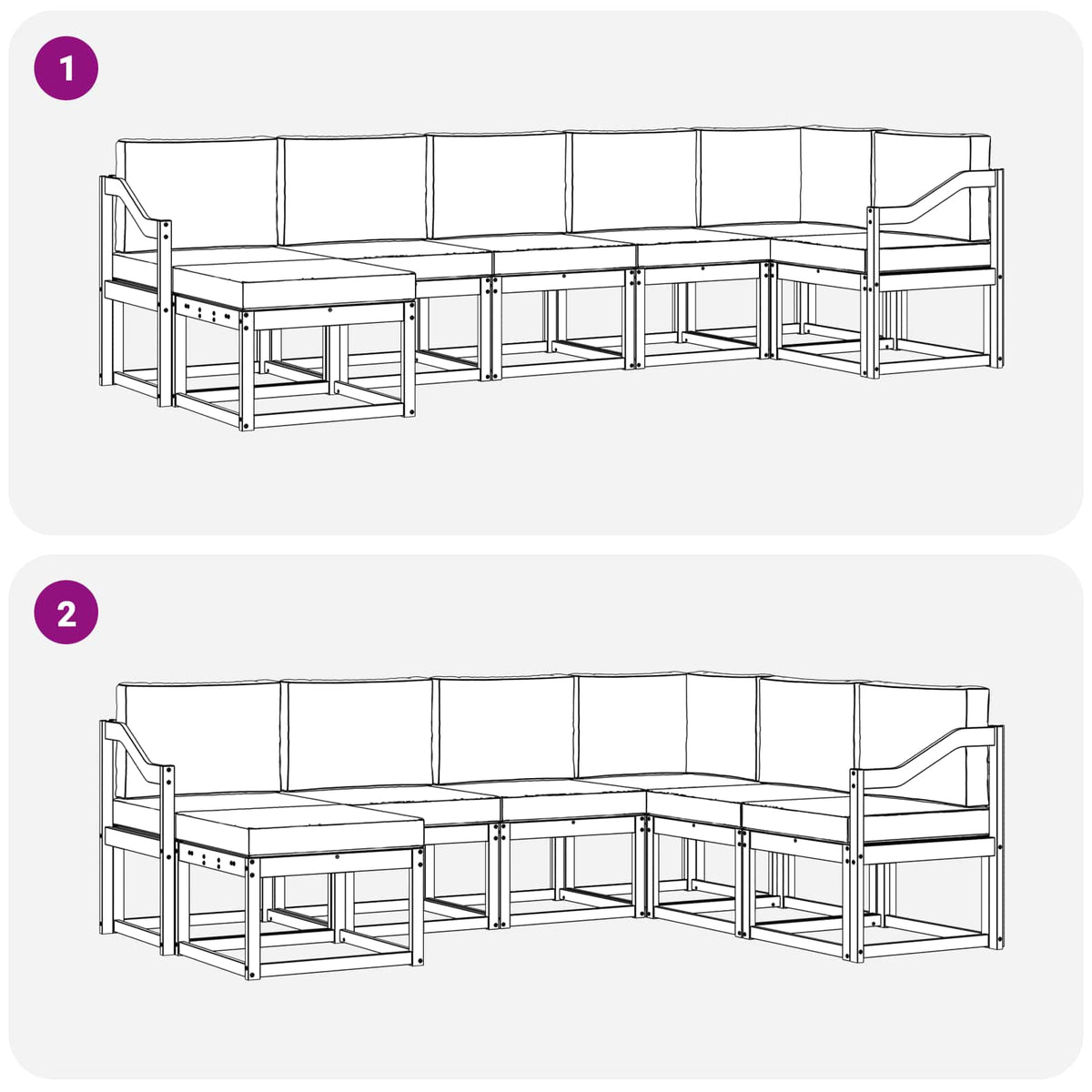 Set vanjskih sofa 7 kom. Bijela i antracit Poliester Smeđa 304 x 126,5 x 73 cm