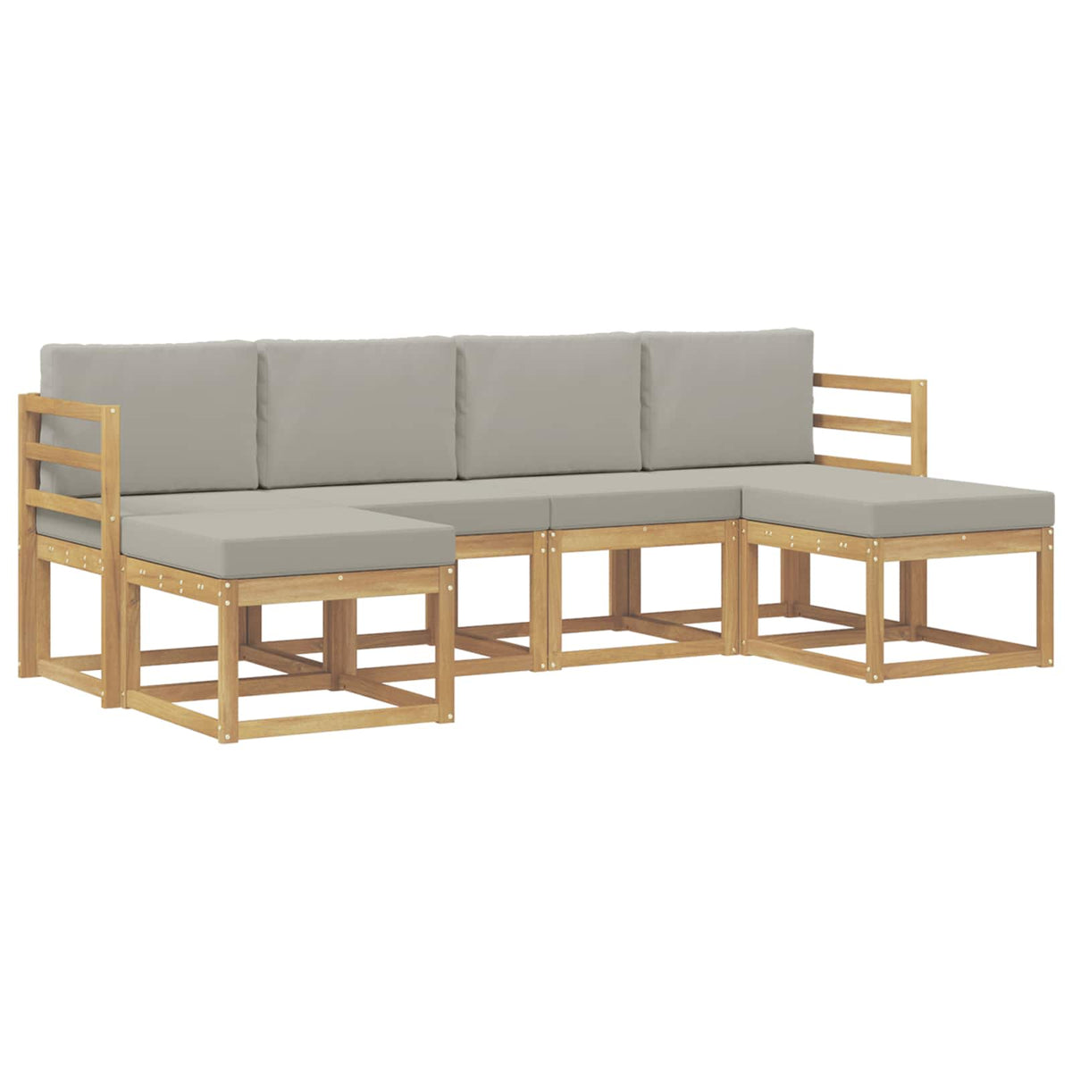 Set vanjskih sofa 6 kom. Bijela i svjetlosiva Smeđa 245 x 122,5 x 73 cm