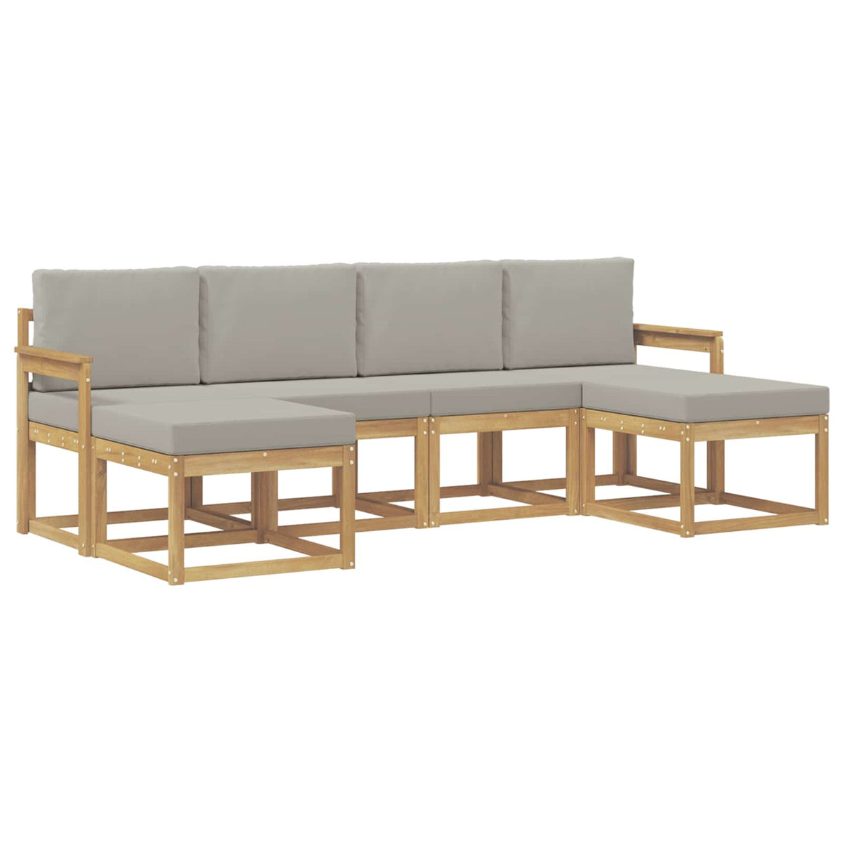 Set vanjskih sofa 6 kom. Bijela i svjetlosiva Smeđa 249 x 122,5 x 73 cm