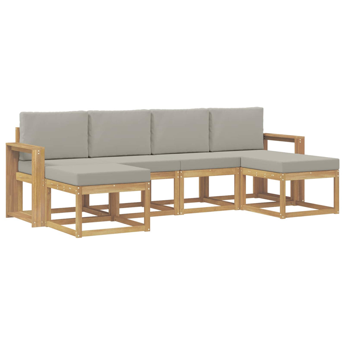 Set vanjskih sofa 6 kom. Bijela i svjetlosiva Smeđa 257 x 122,5 x 73 cm