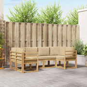 Set vanjskih sofa 6 kom. Bijela i bež Smeđa 245 x 126,5 x 73 cm