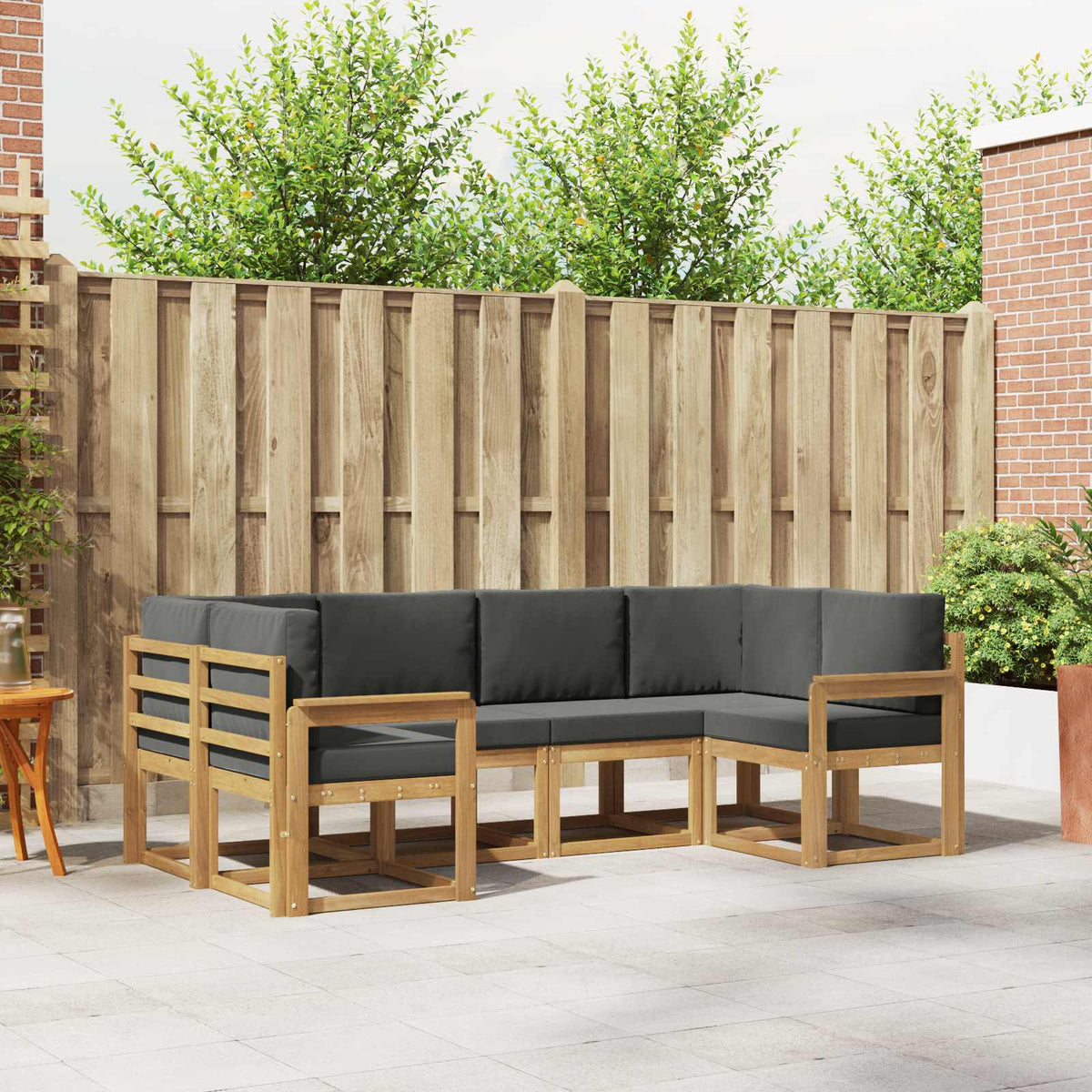 Set vanjskih sofa 6 kom. Bijela i antracit Smeđa 245 x 128,5 x 73 cm