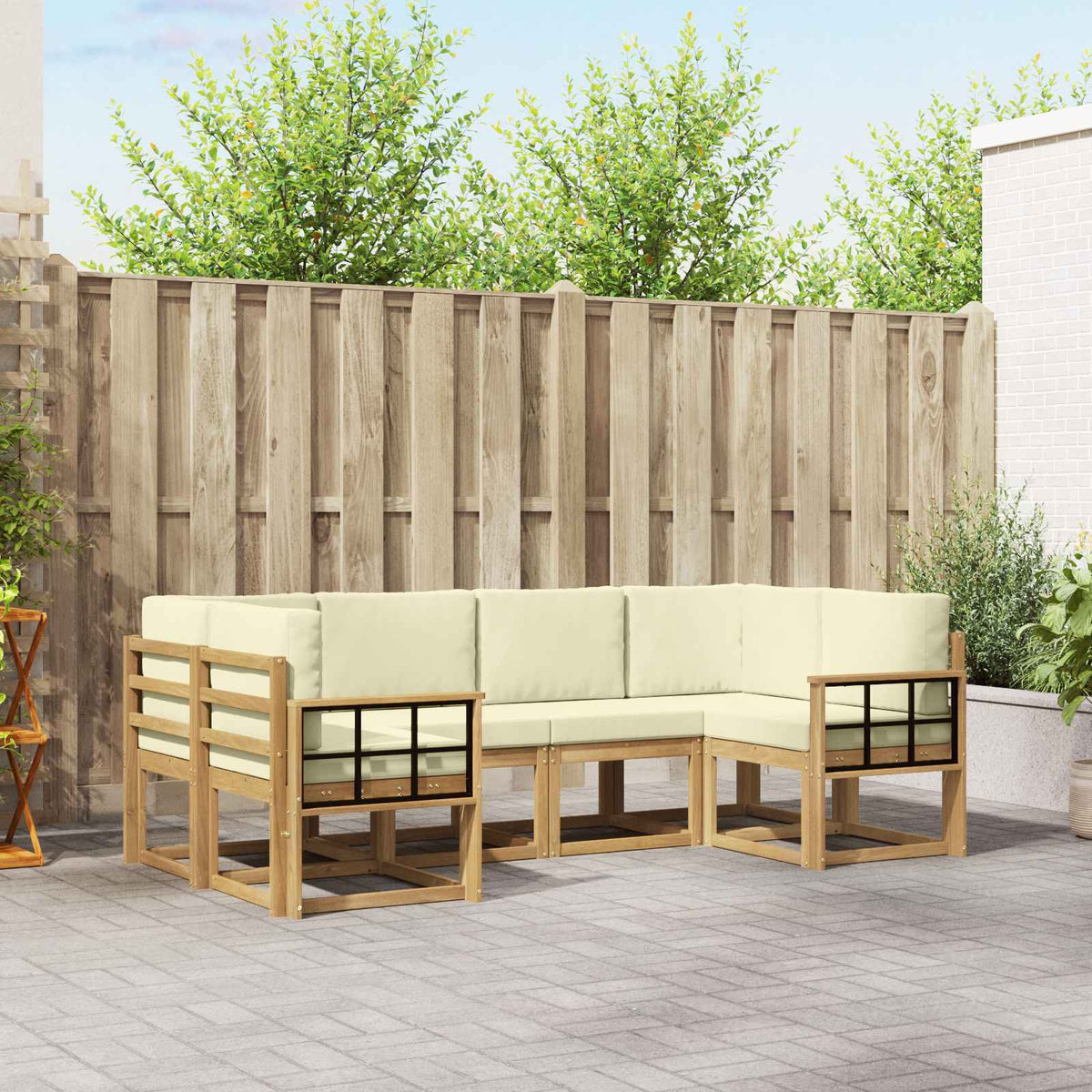 Set vanjskih sofa 6 kom. Bijela i krem Smeđa 245 x 128,5 x 73 cm