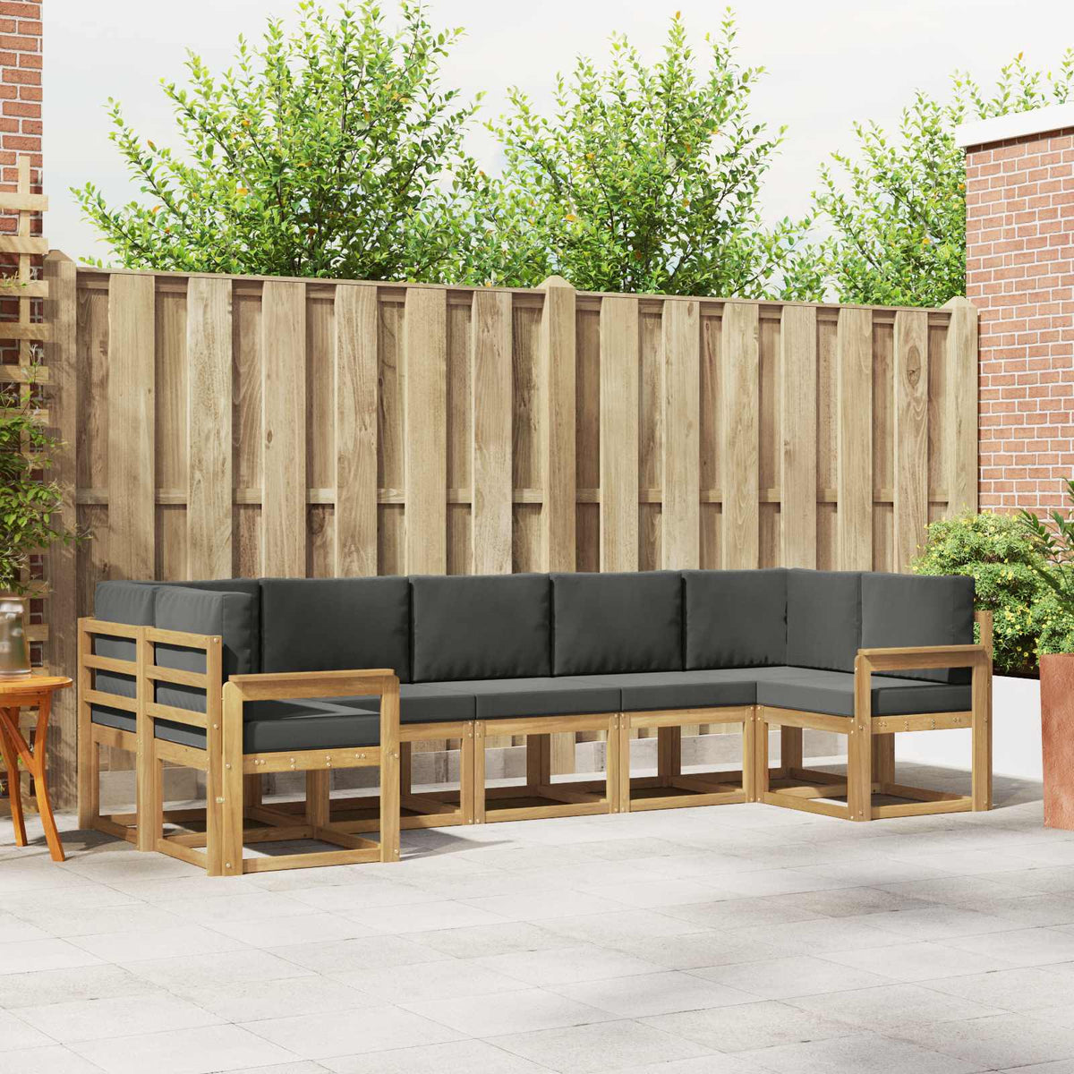 Set vanjskih sofa 7 kom. Bijela i antracit Smeđa 304 x 128,5 x 73 cm