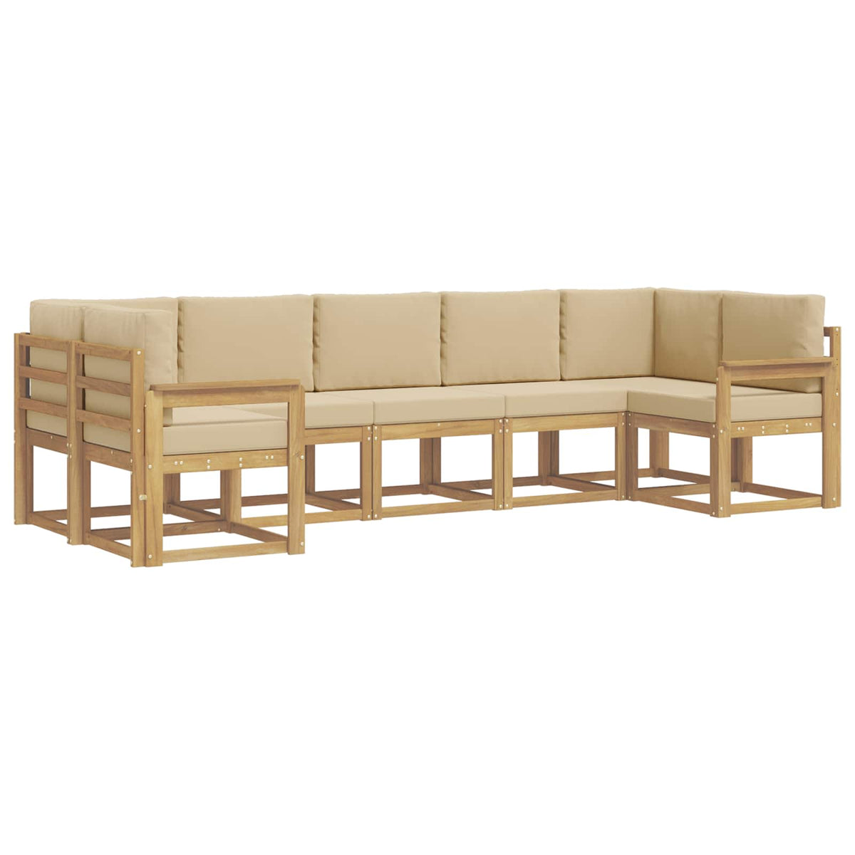 Set vanjskih sofa 7 kom. Bijela i bež Smeđa 304 x 128,5 x 73 cm