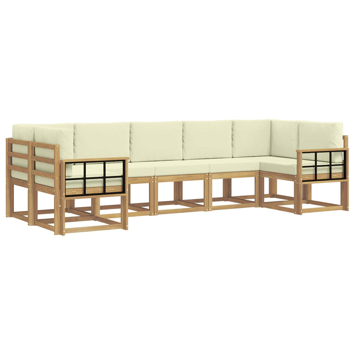 Set vanjskih sofa 7 kom. Bijela i krem Smeđa 304 x 128,5 x 73 cm