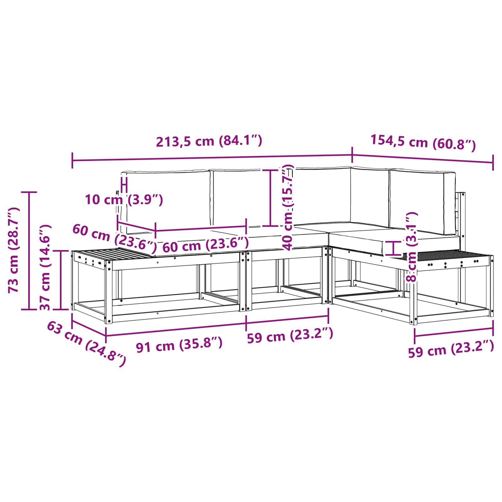 Set vanjskih sofa 3 Komad Bijela i bež Poliester