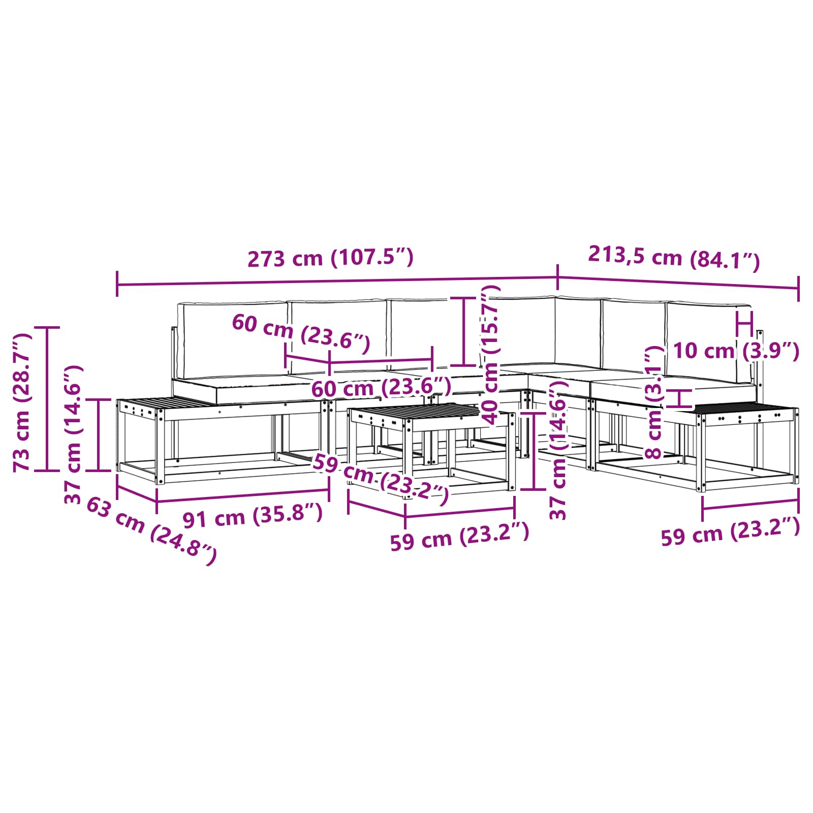 Set vanjskih sofa 5 Komad Bijela i bež Poliester