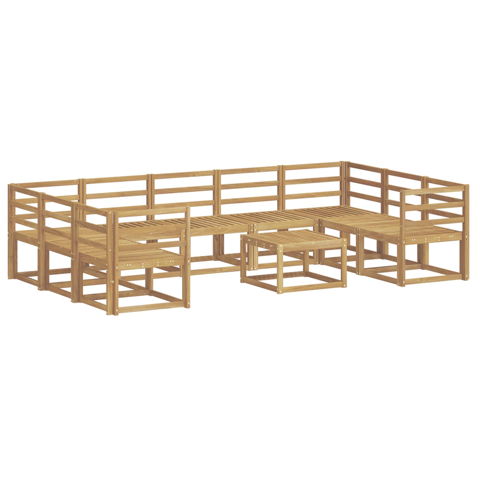 Set vanjskih sofa 10 pcs Bijela Čvrsto drvo akacije