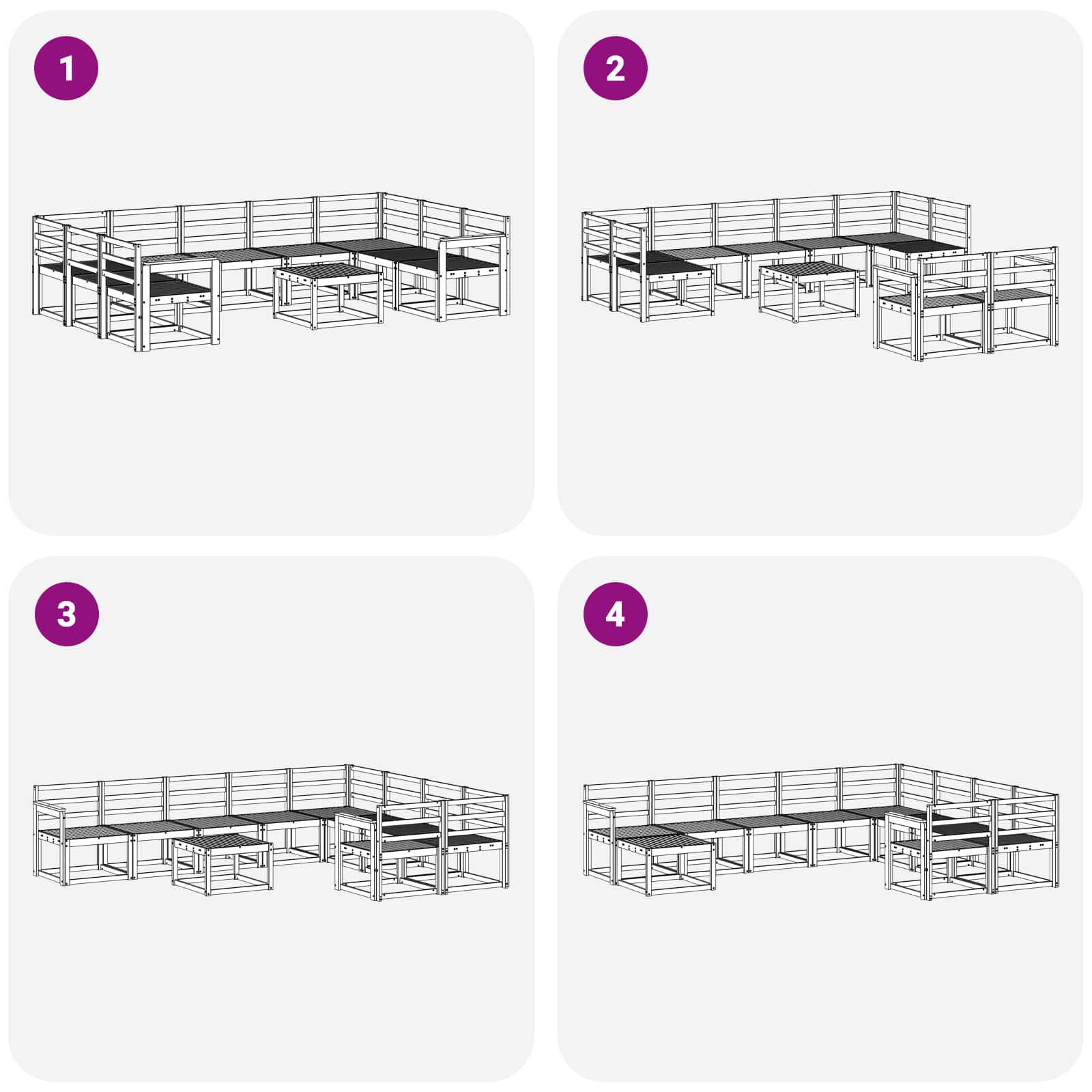 Set vanjskih sofa 10 pcs Bijela Čvrsto drvo akacije