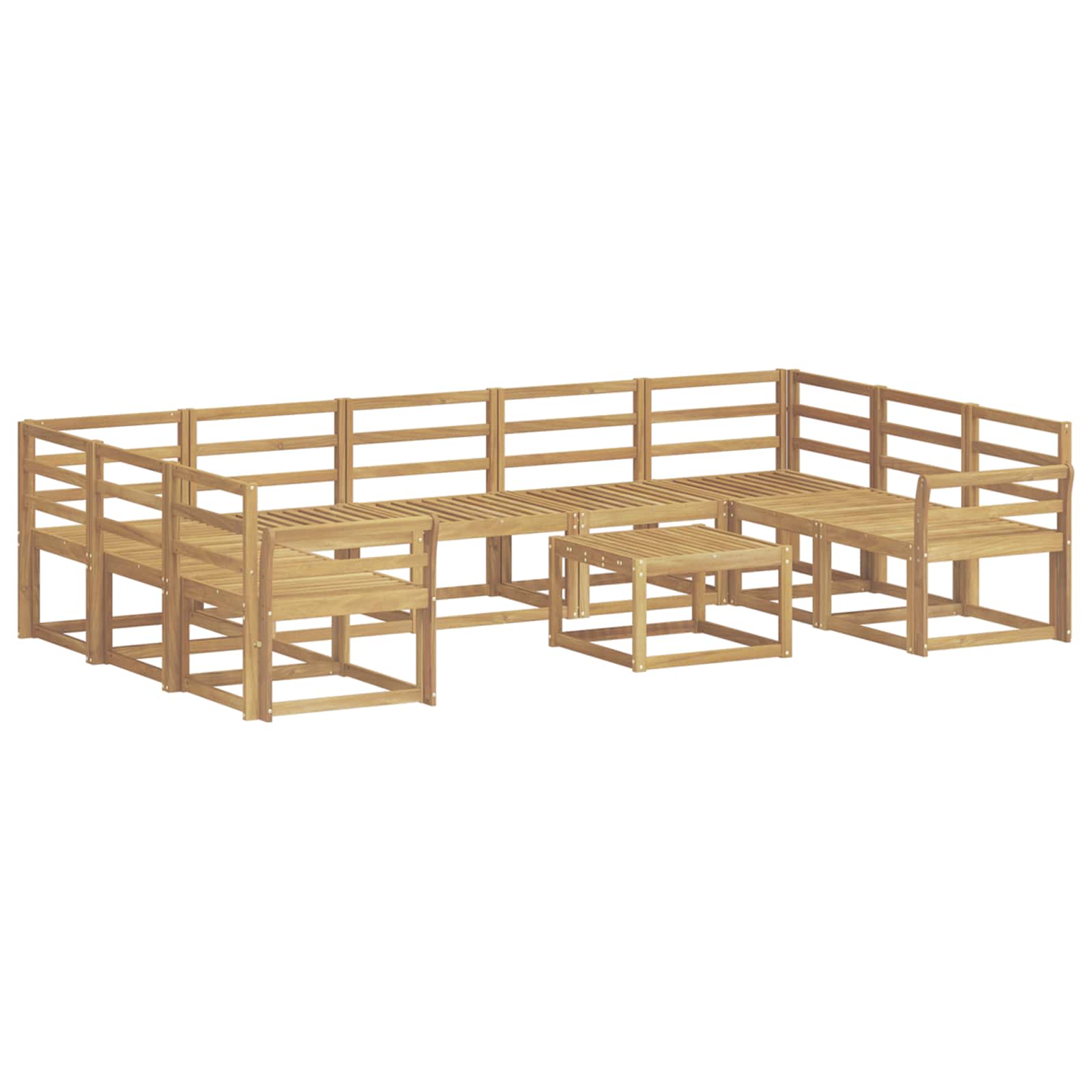 Set vanjskih sofa 10 pcs Bijela Čvrsto drvo akacije