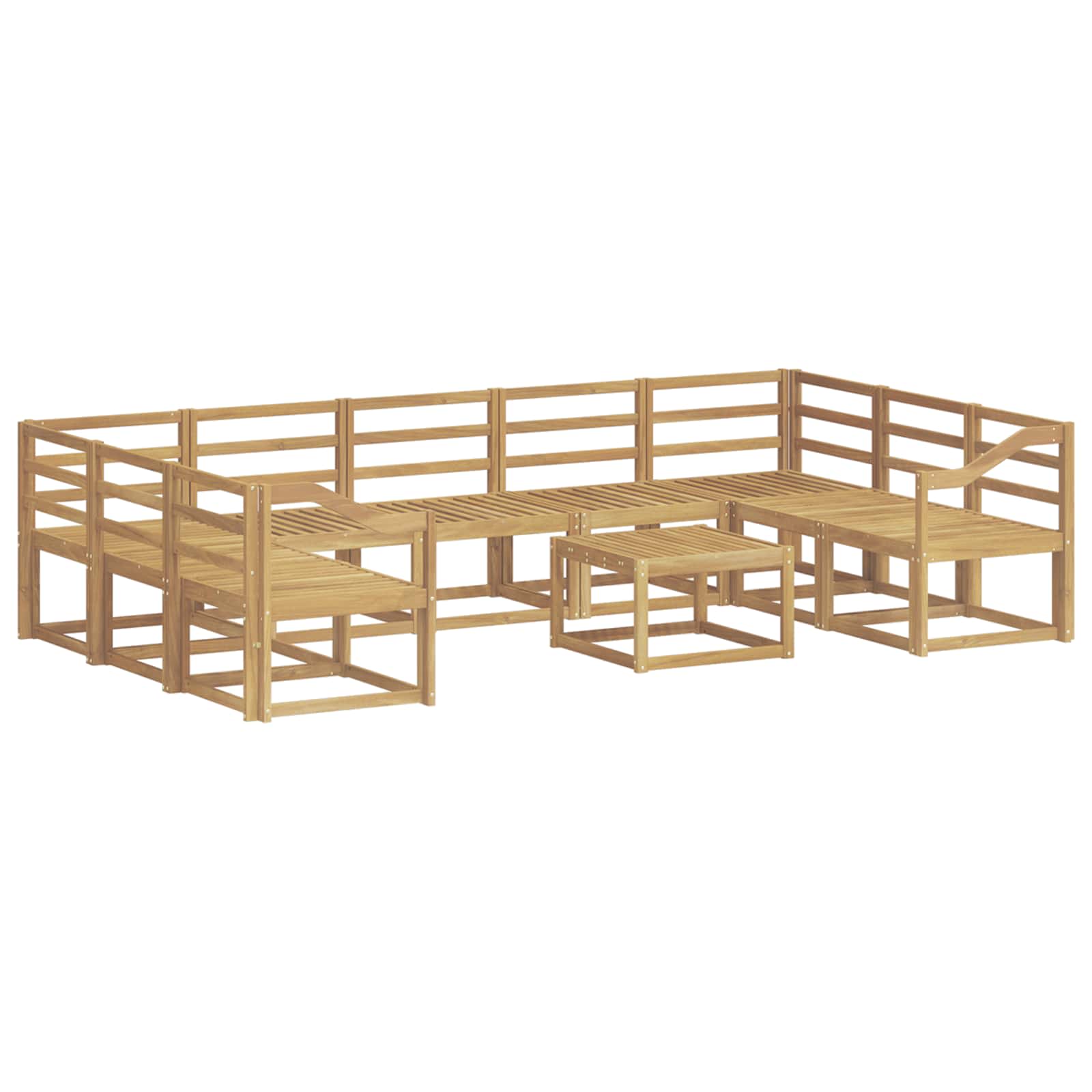 Set vanjskih sofa 10 pcs Bijela Čvrsto drvo akacije