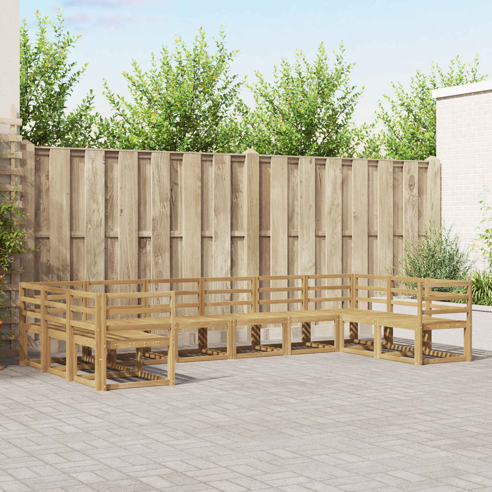 Set vanjskih sofa 10 pcs Bijela Čvrsto drvo akacije
