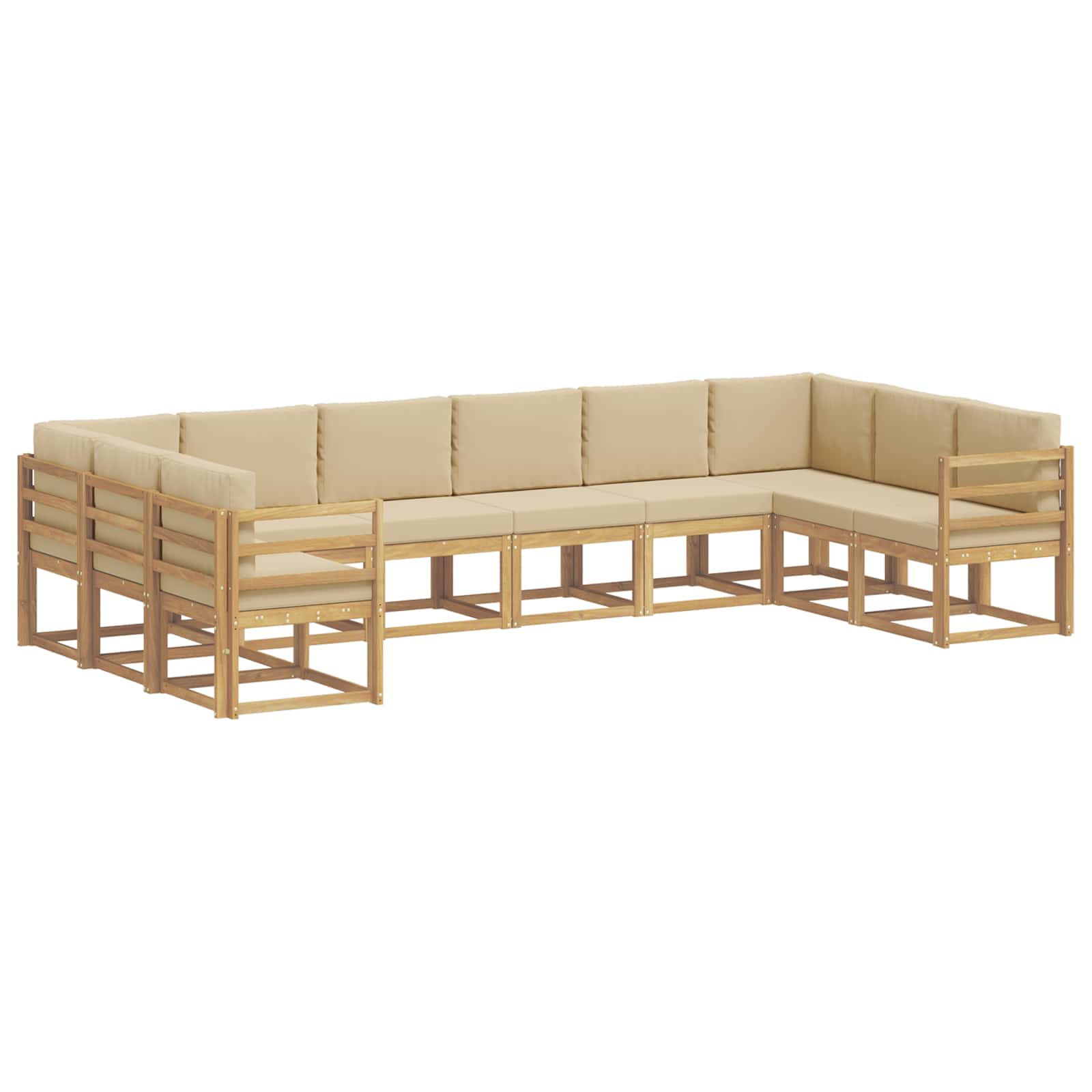 Set vanjskih sofa s jastukom 10 pcs Bijela i bež
