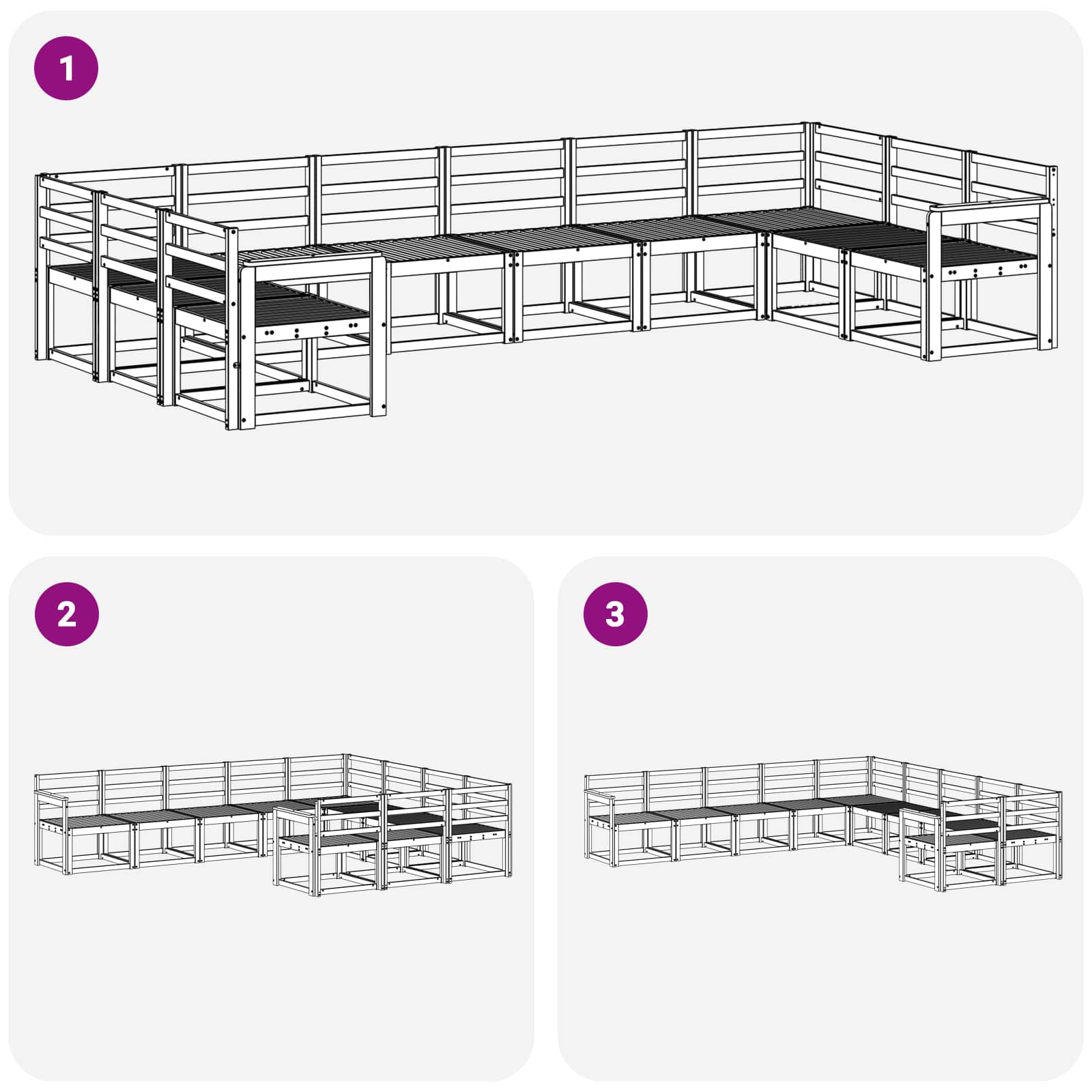 Set vanjskih sofa 10 pcs Bijela Čvrsto drvo akacije