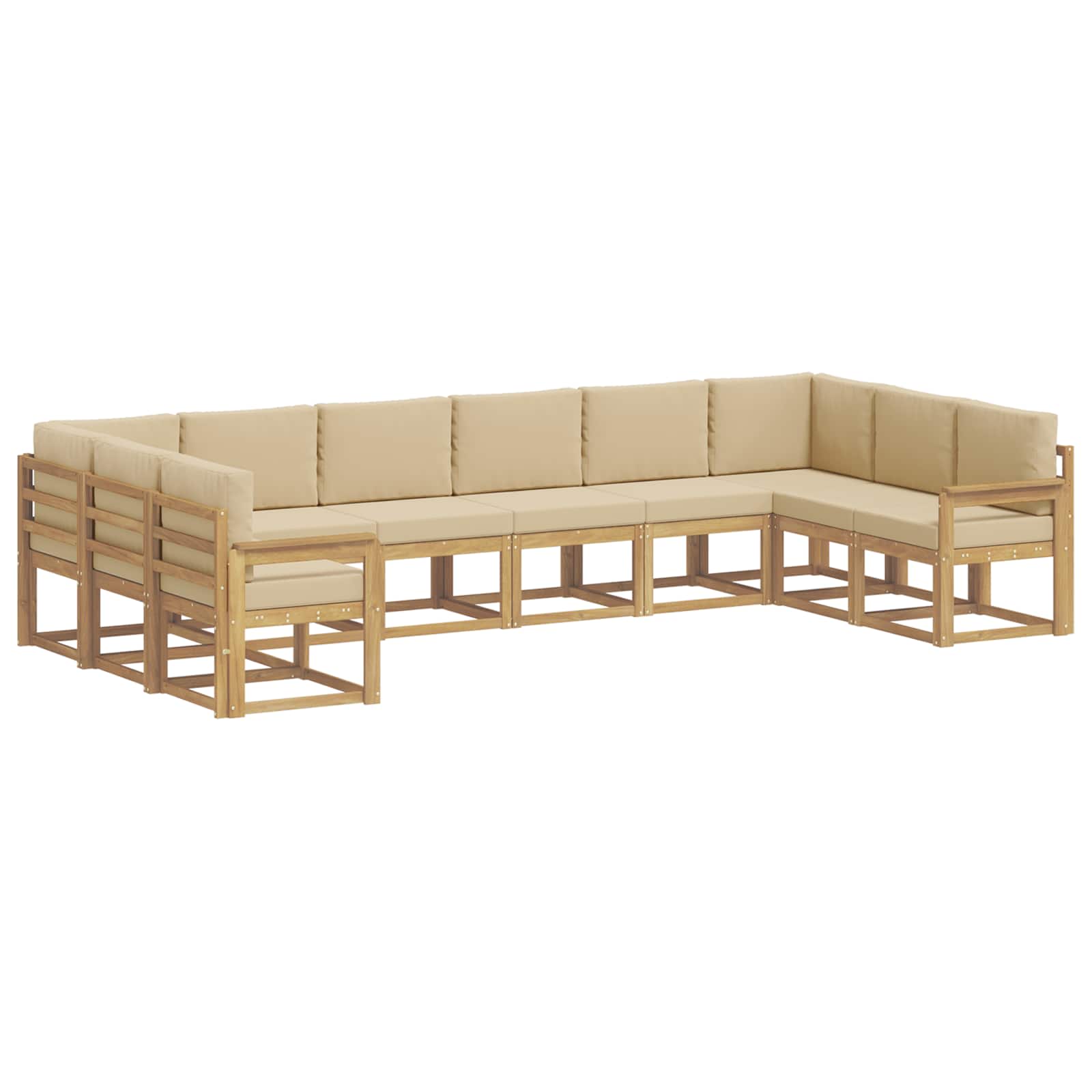 Set vanjskih sofa s jastukom 10 pcs Bijela i bež