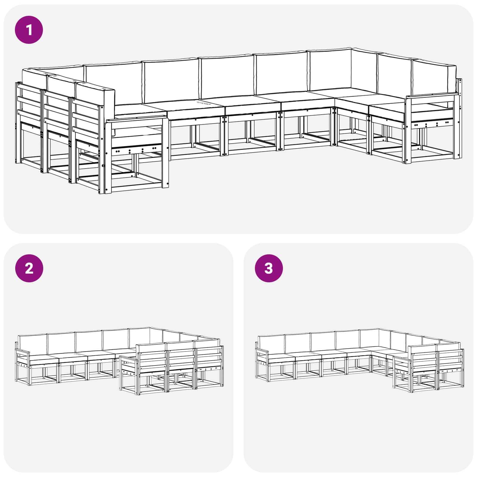 Set vanjskih sofa s jastukom 10 pcs Bijela i bež