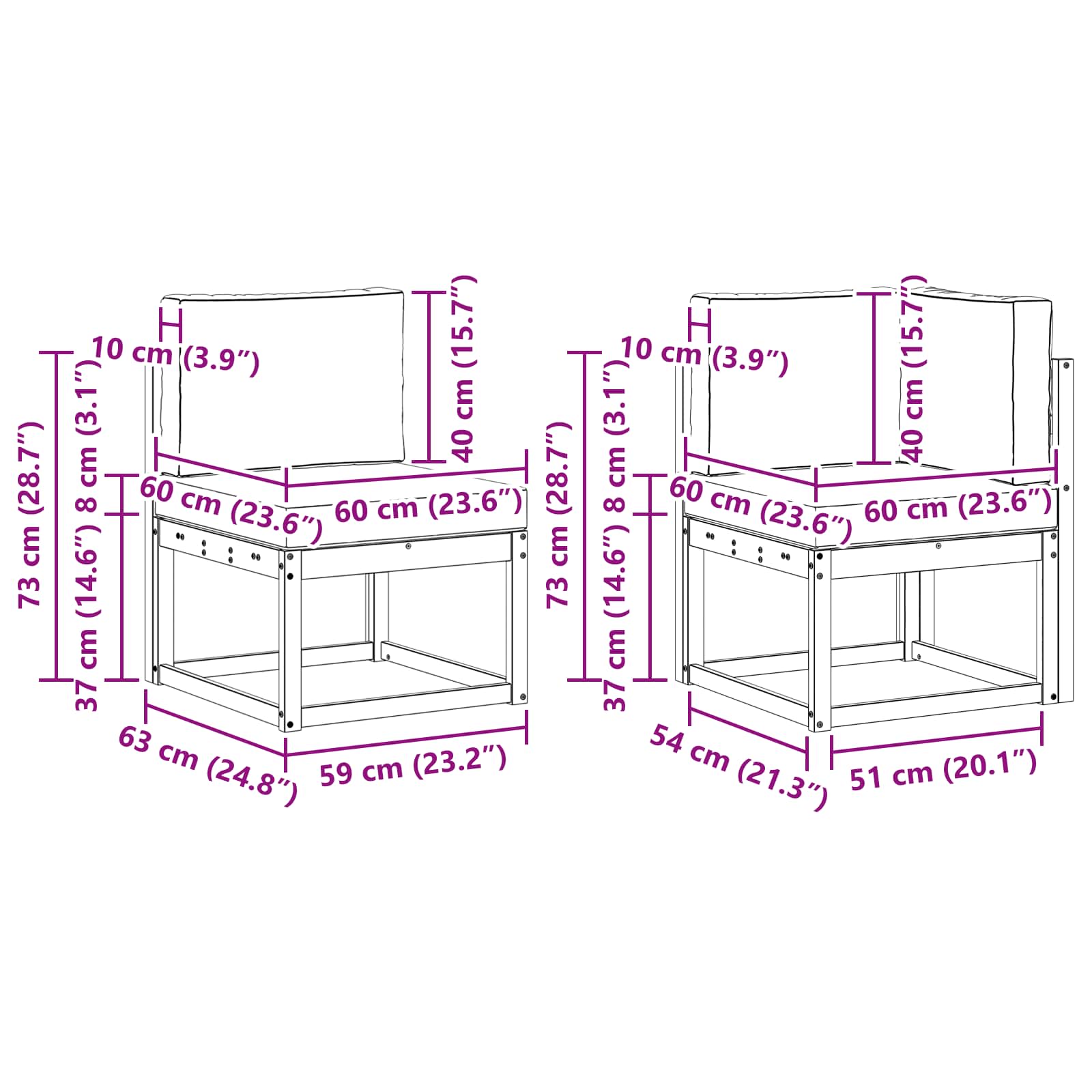 Set vanjskih sofa s jastukom 10 pcs Bijela i bež