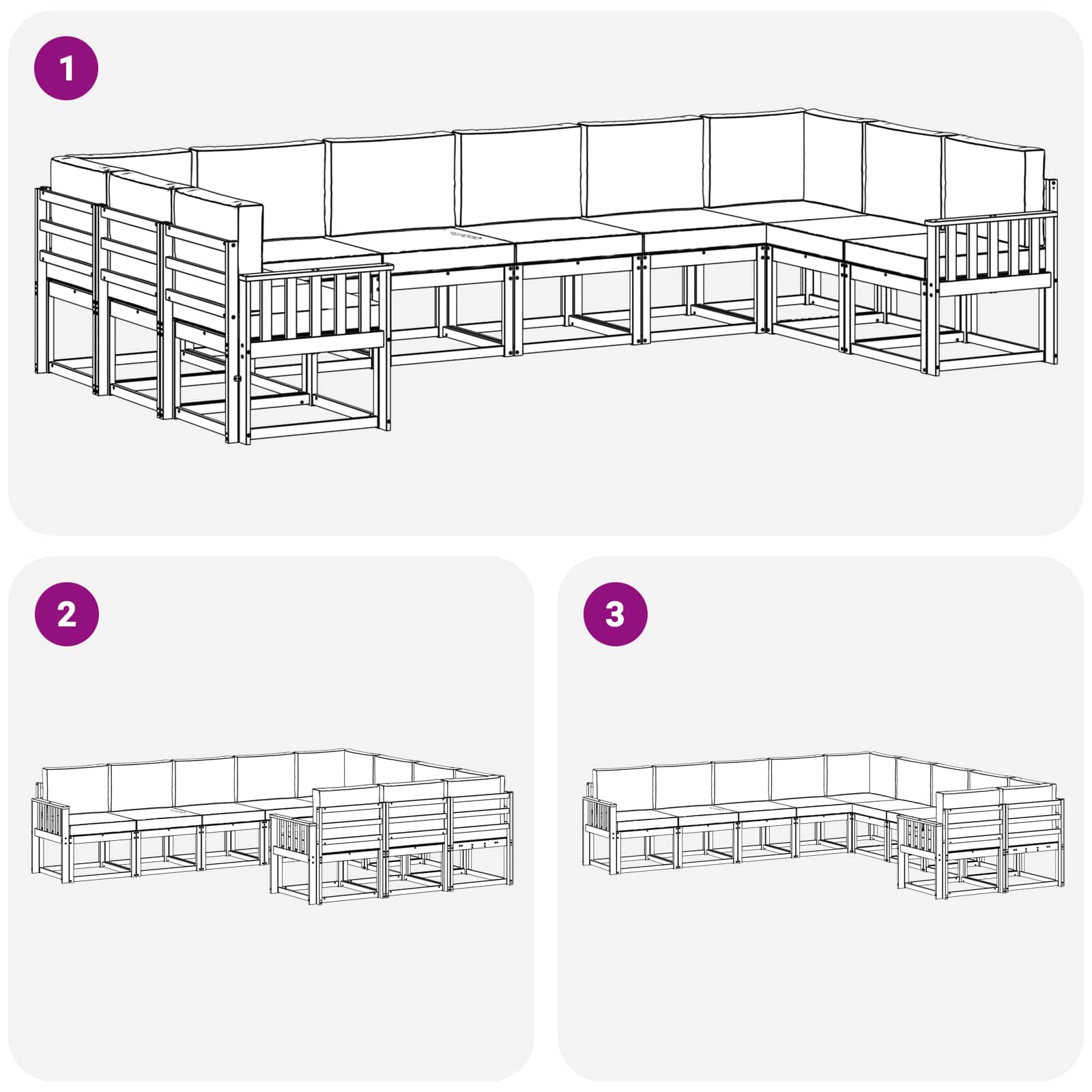 Set vanjskih sofa s jastukom 10 pcs Bijela i bež