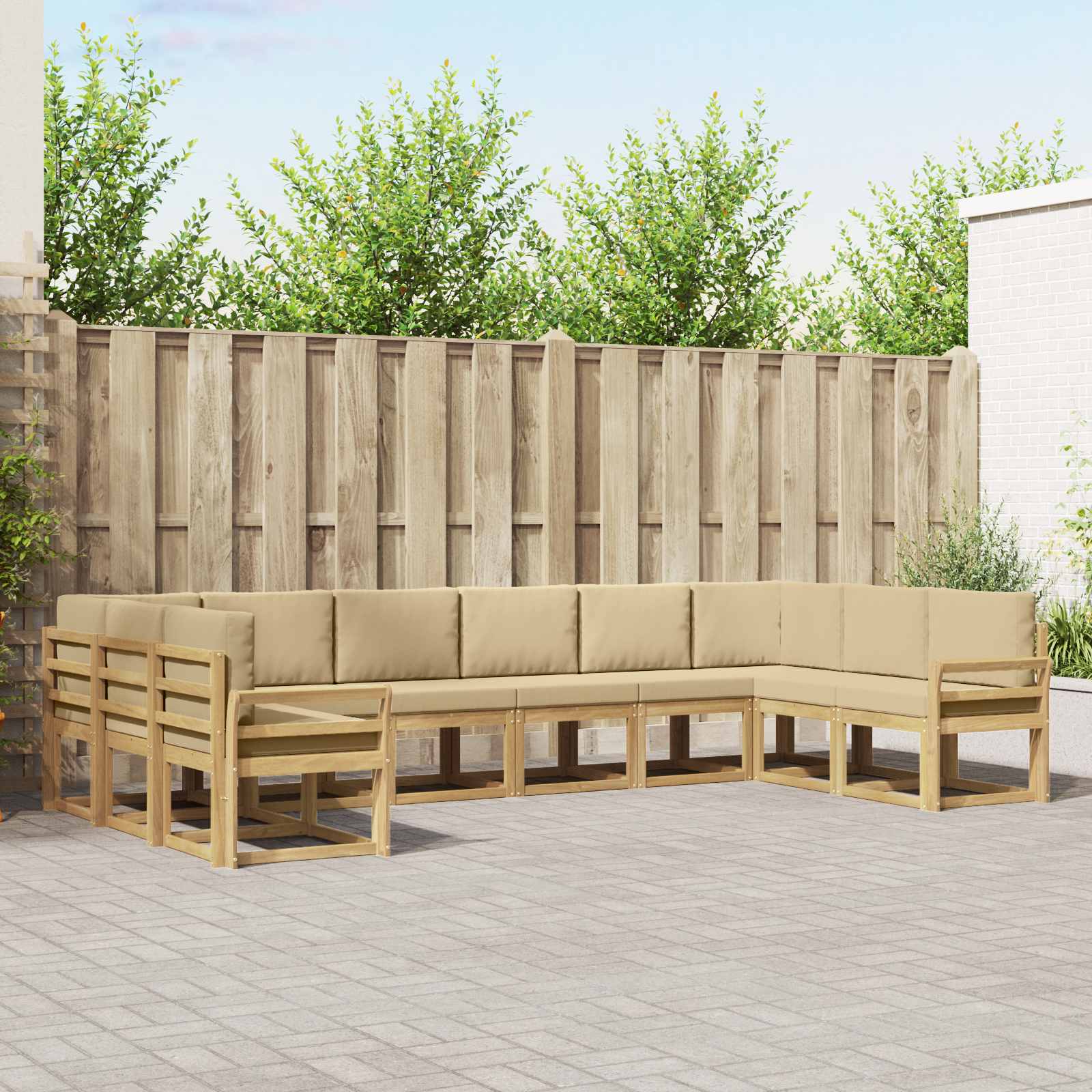 Set vanjskih sofa s jastukom 10 pcs Bijela i bež