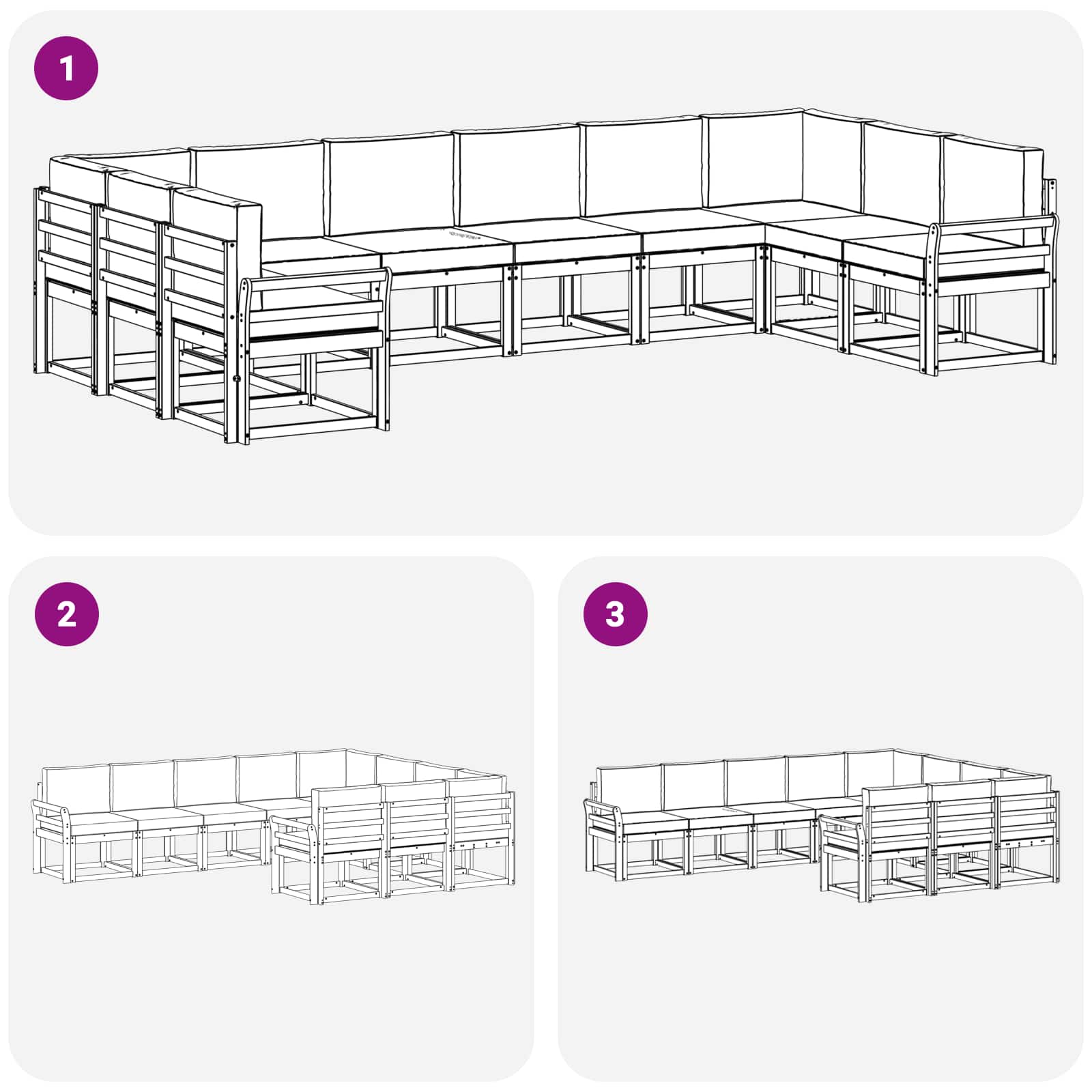 Set vanjskih sofa s jastukom 10 pcs Bijela i bež