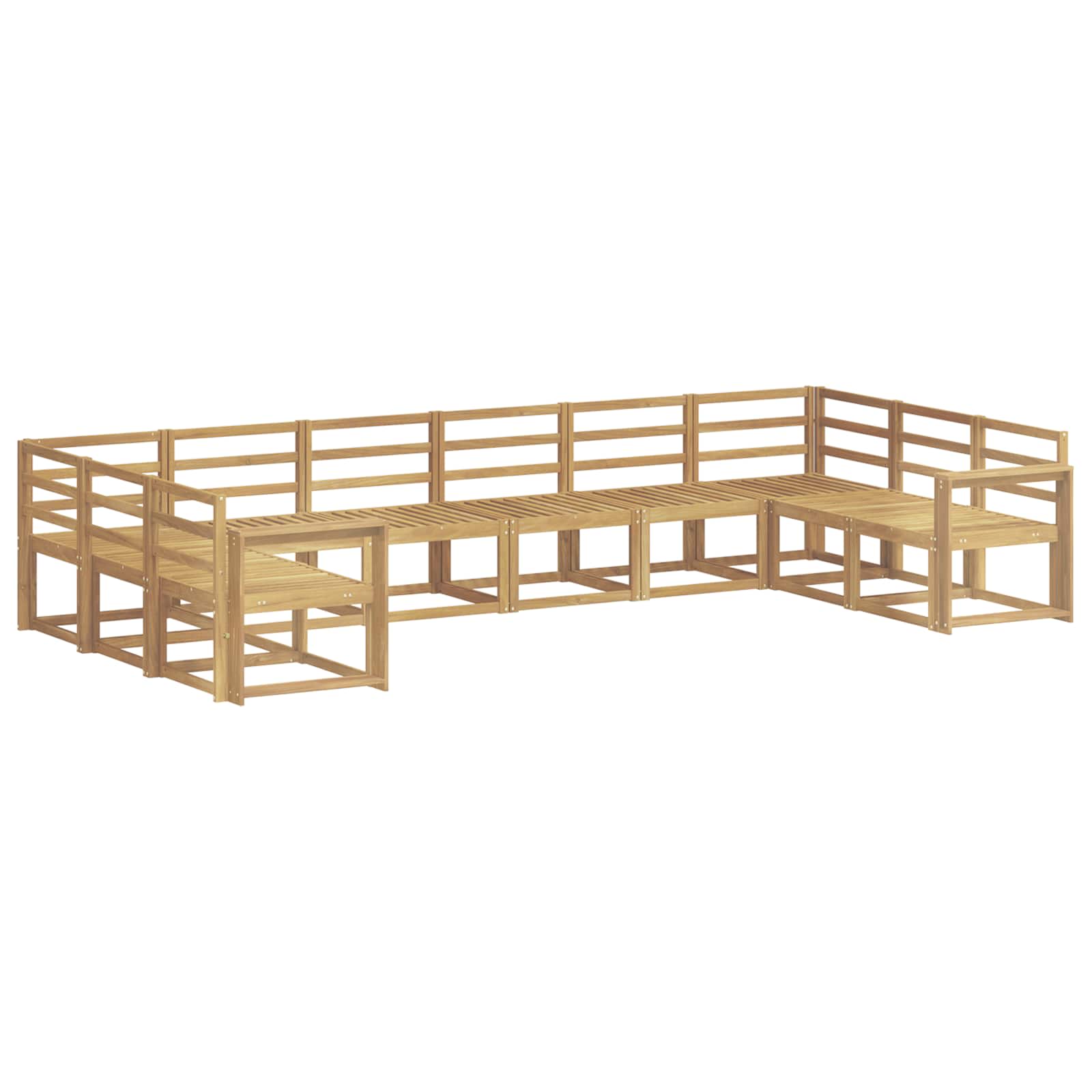 Set vanjskih sofa 10 pcs Bijela Čvrsto drvo akacije