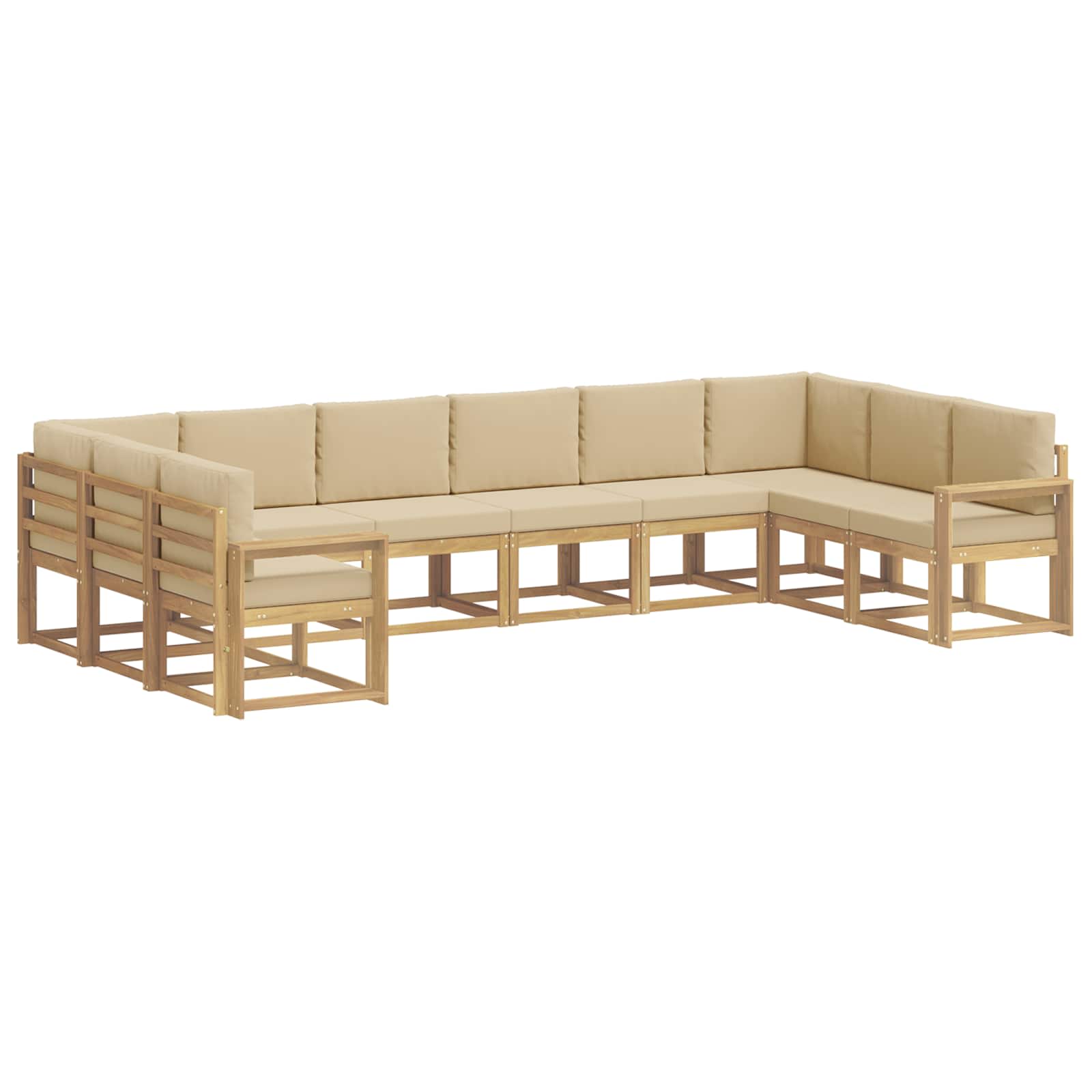 Set vanjskih sofa s jastukom 10 pcs Bijela i bež