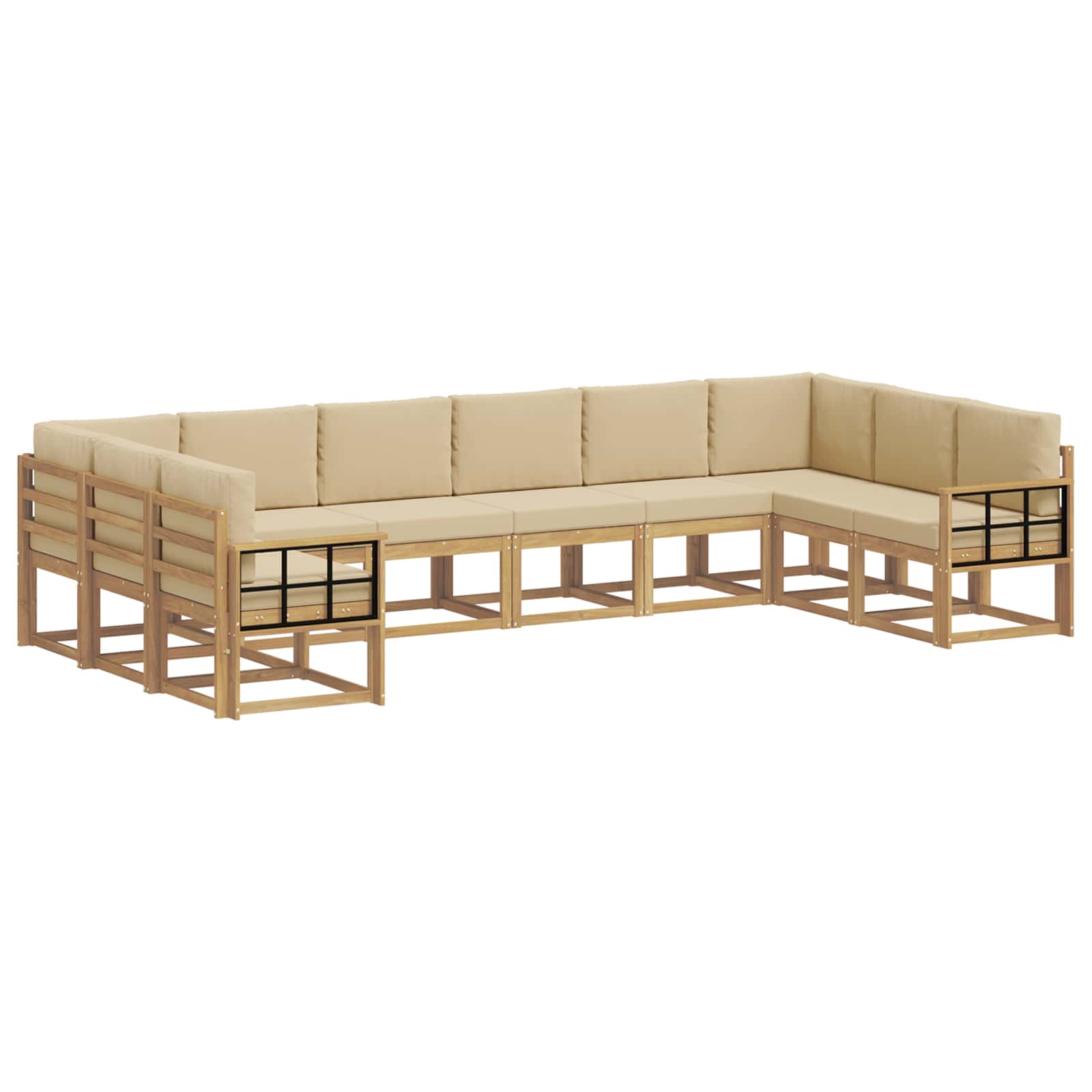 Set vanjskih sofa s jastukom 10 pcs Bijela i bež