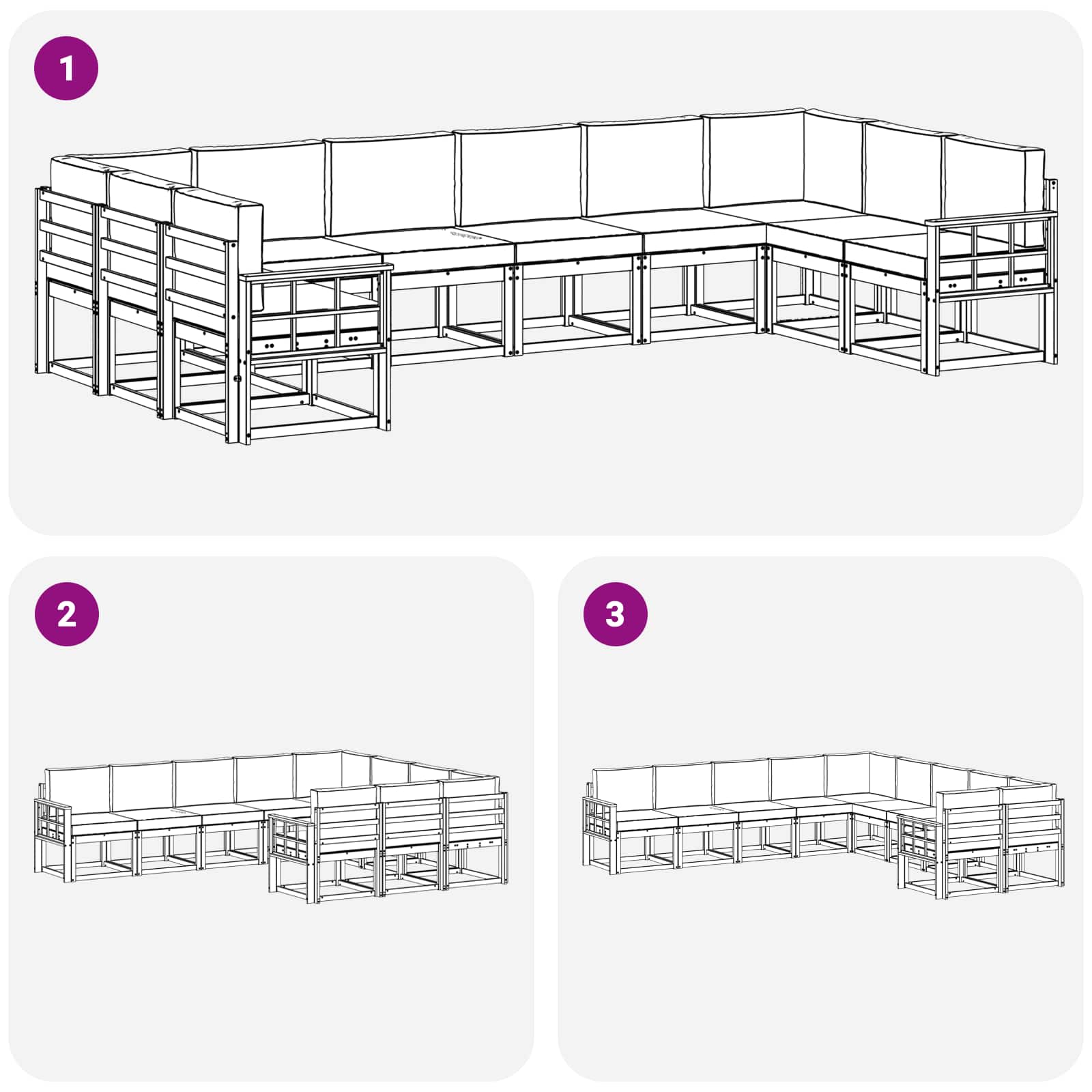 Set vanjskih sofa s jastukom 10 pcs Bijela i bež