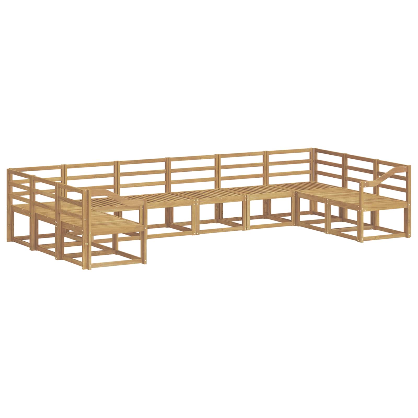 Set vanjskih sofa 10 pcs Bijela Čvrsto drvo akacije
