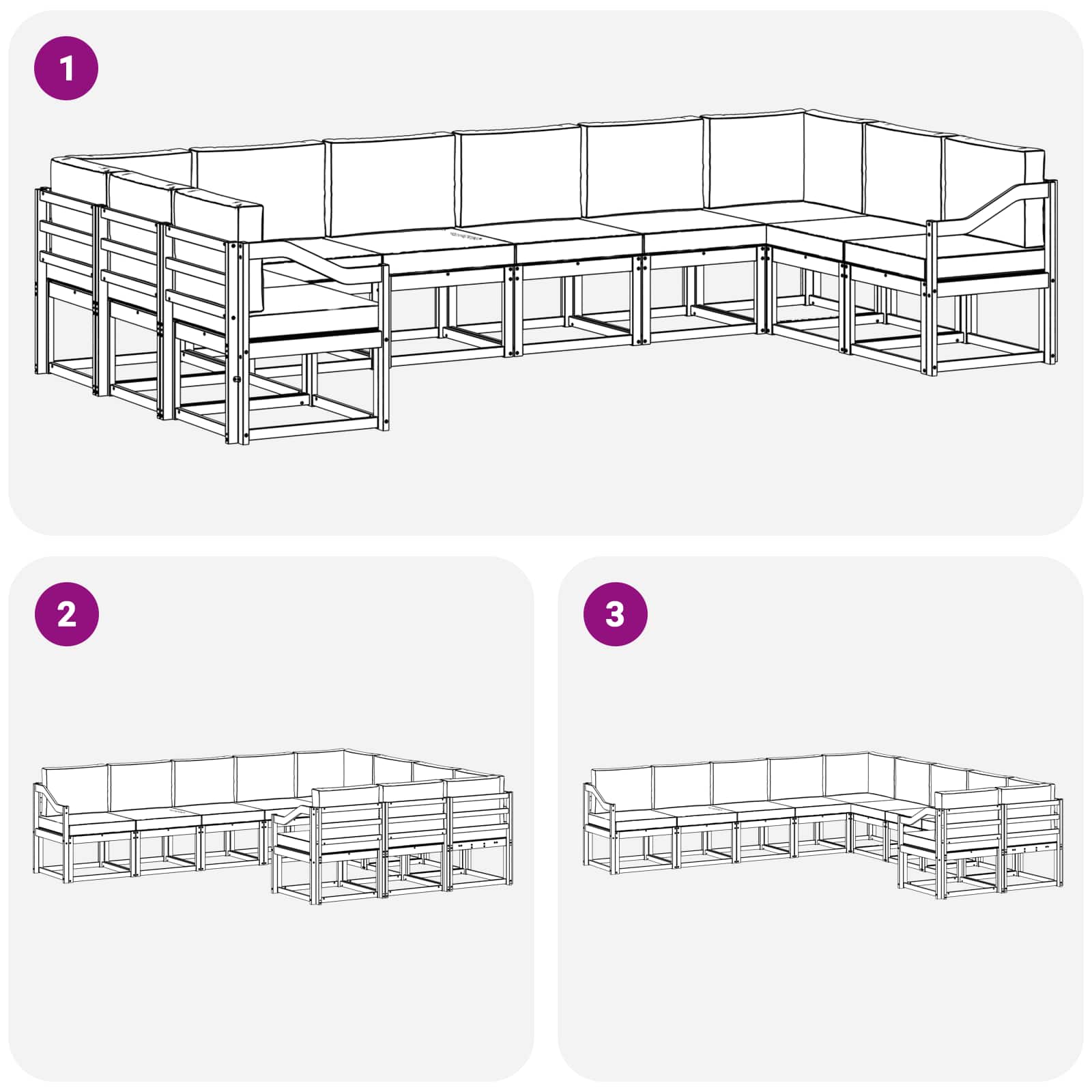 Set vanjskih sofa s jastukom 10 pcs Bijela i bež