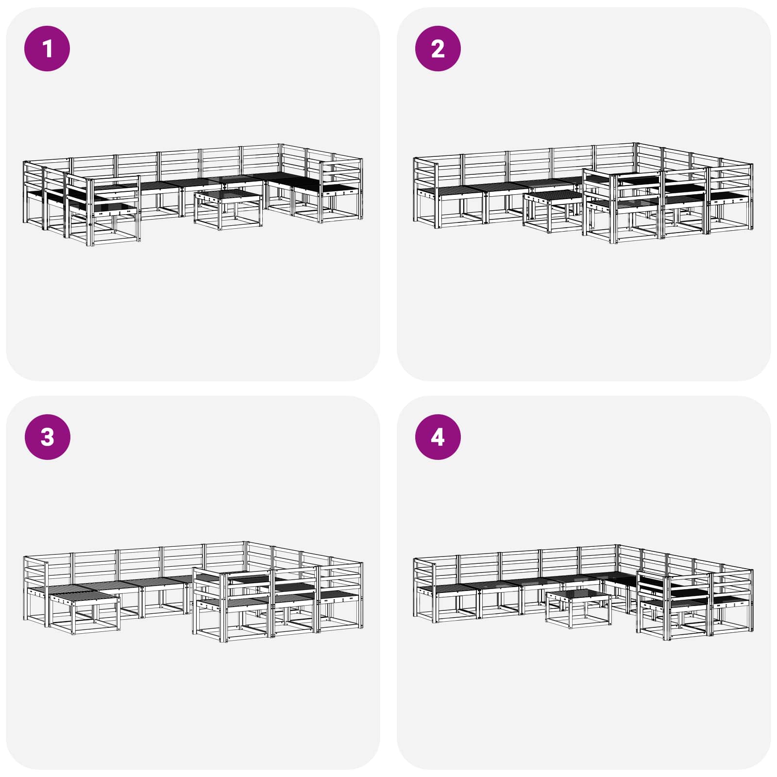 Set vanjskih sofa 11 pcs Bijela Čvrsto drvo akacije