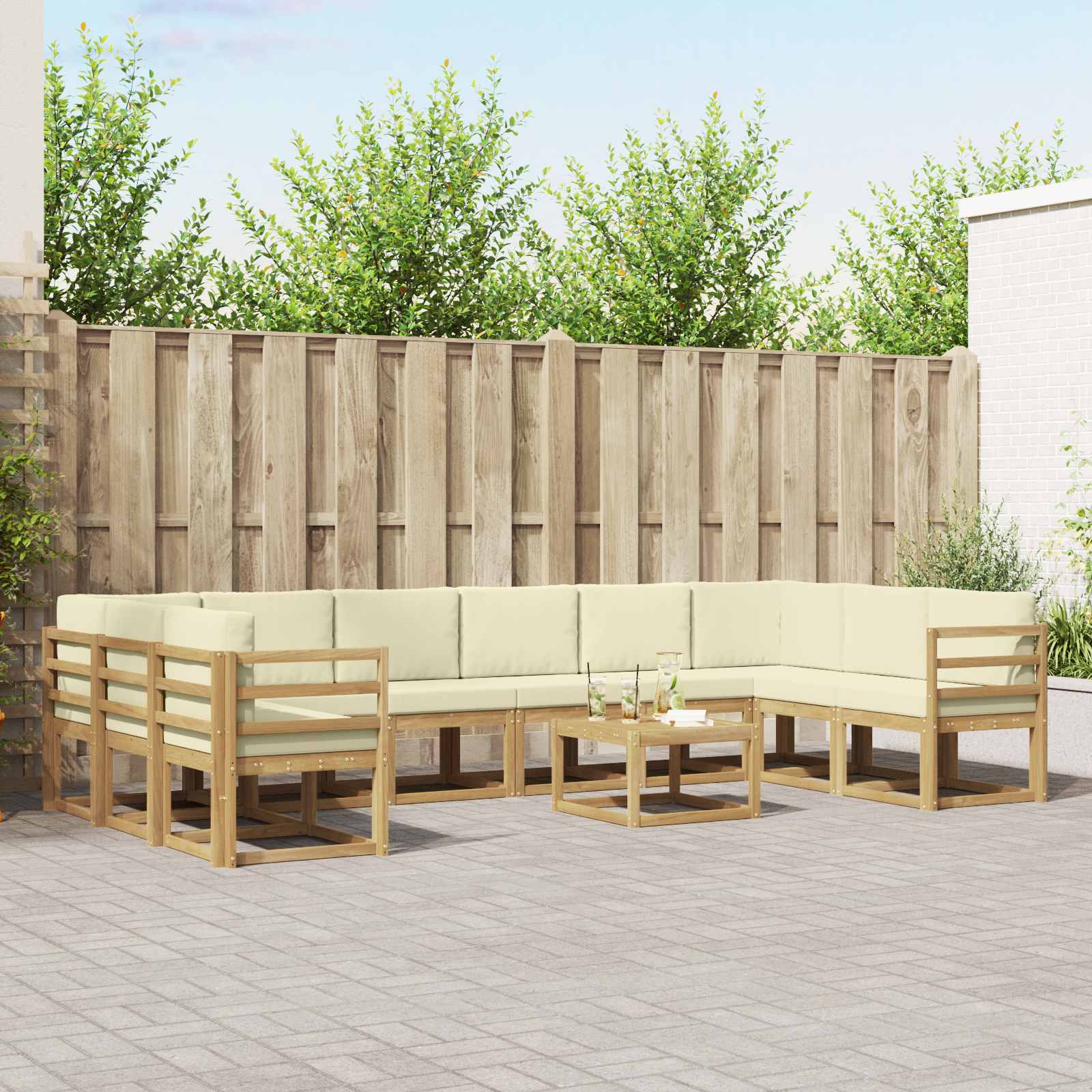 Set vanjskih sofa s jastukom 11 pcs Bijela i krem