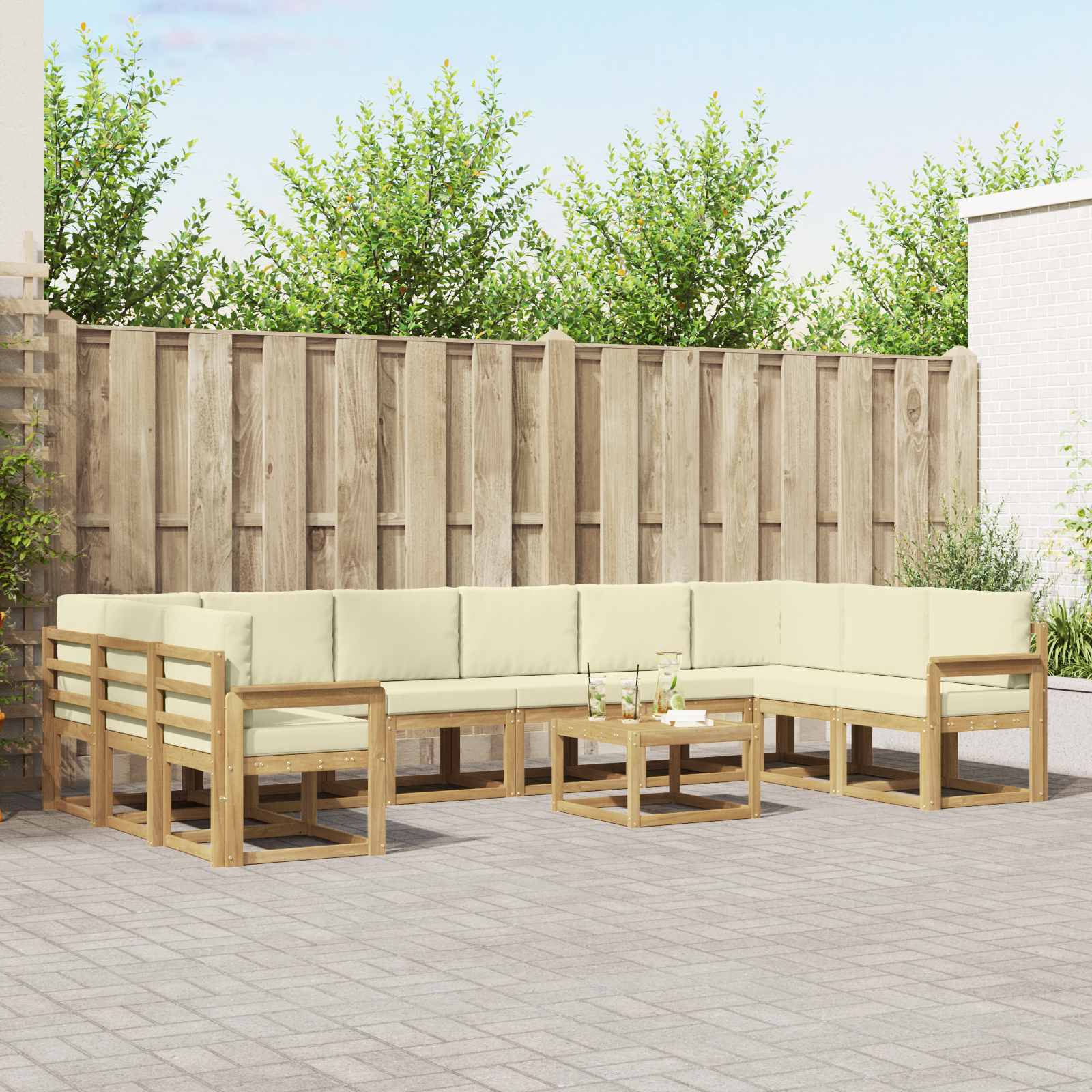 Set vanjskih sofa s jastukom 11 pcs Bijela i krem