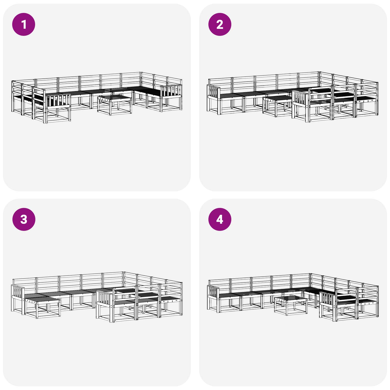 Set vanjskih sofa 11 pcs Bijela Čvrsto drvo akacije