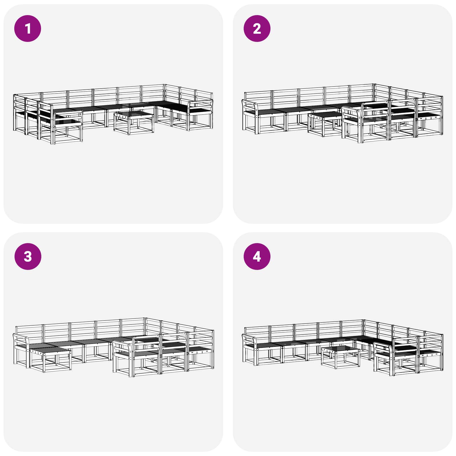 Set vanjskih sofa 11 pcs Bijela Čvrsto drvo akacije