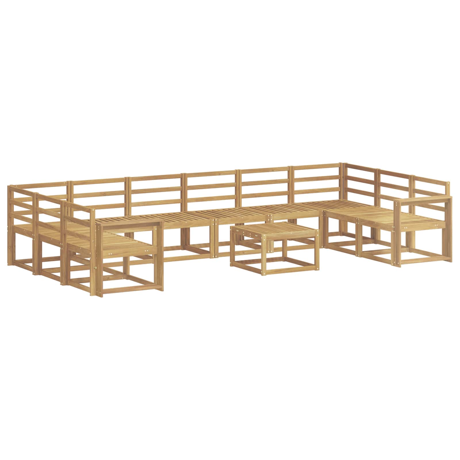 Set vanjskih sofa 11 pcs Bijela Čvrsto drvo akacije