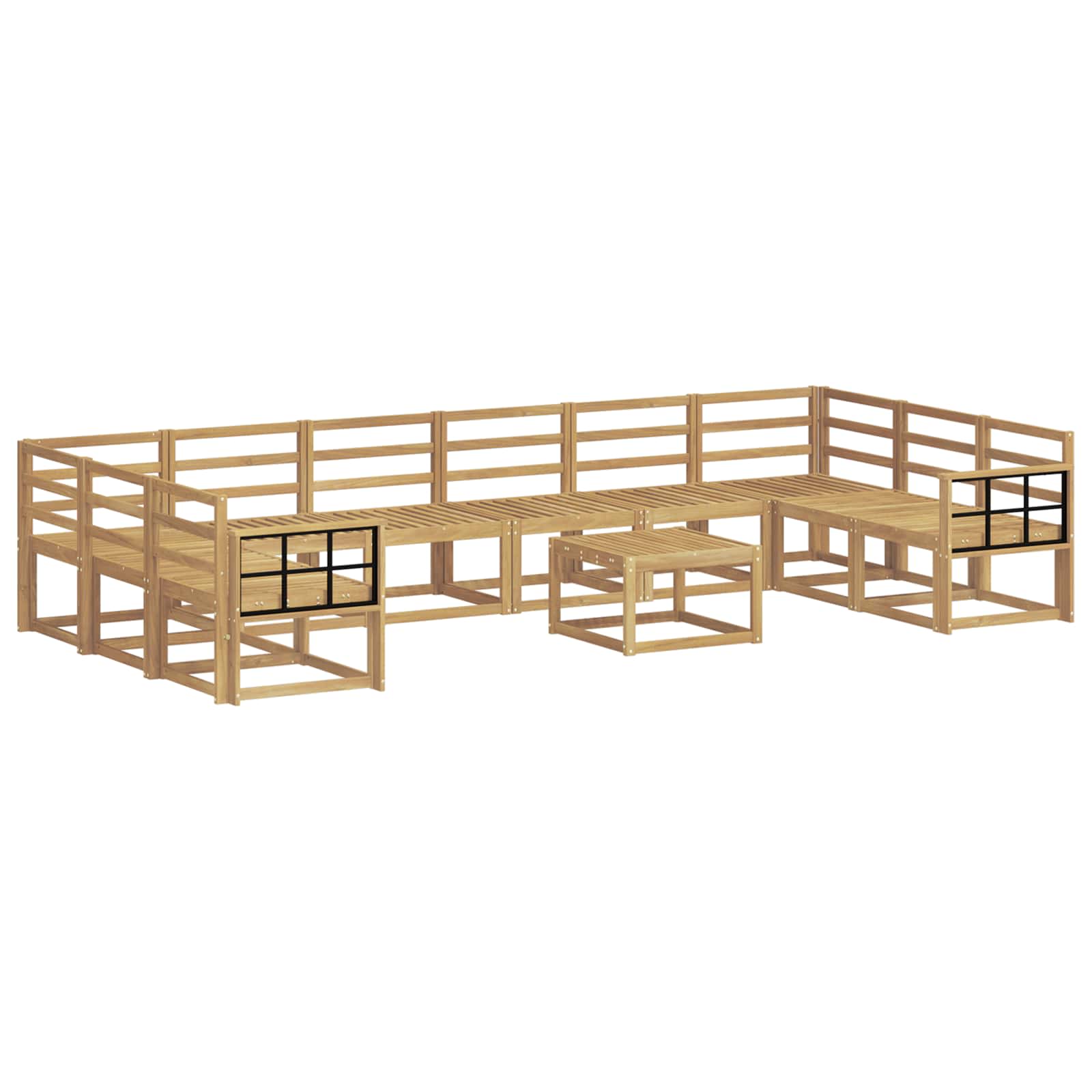 Set vanjskih sofa 11 pcs Bijela Čvrsto drvo akacije