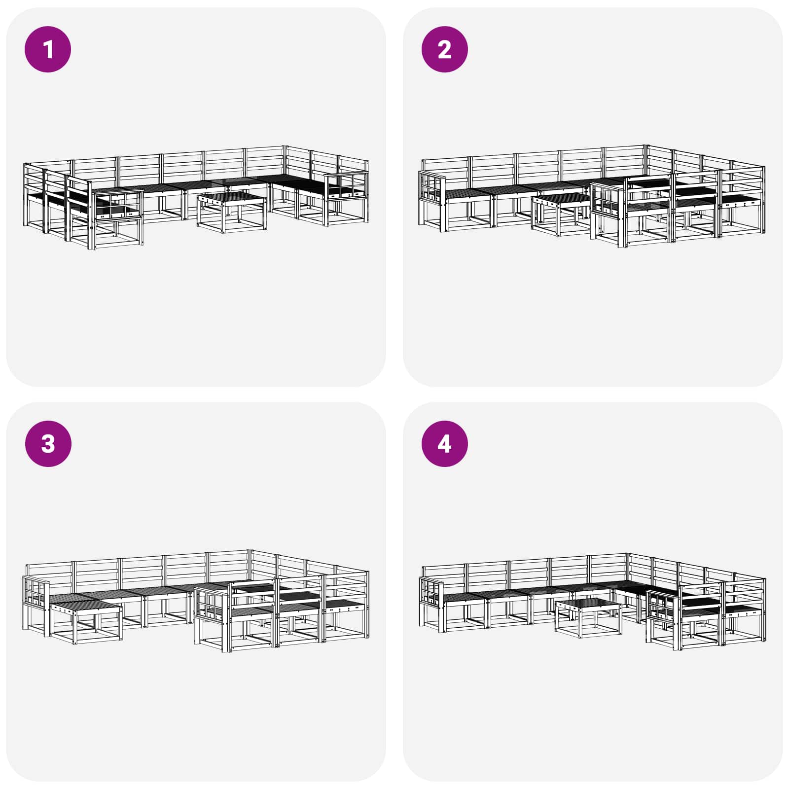 Set vanjskih sofa 11 pcs Bijela Čvrsto drvo akacije