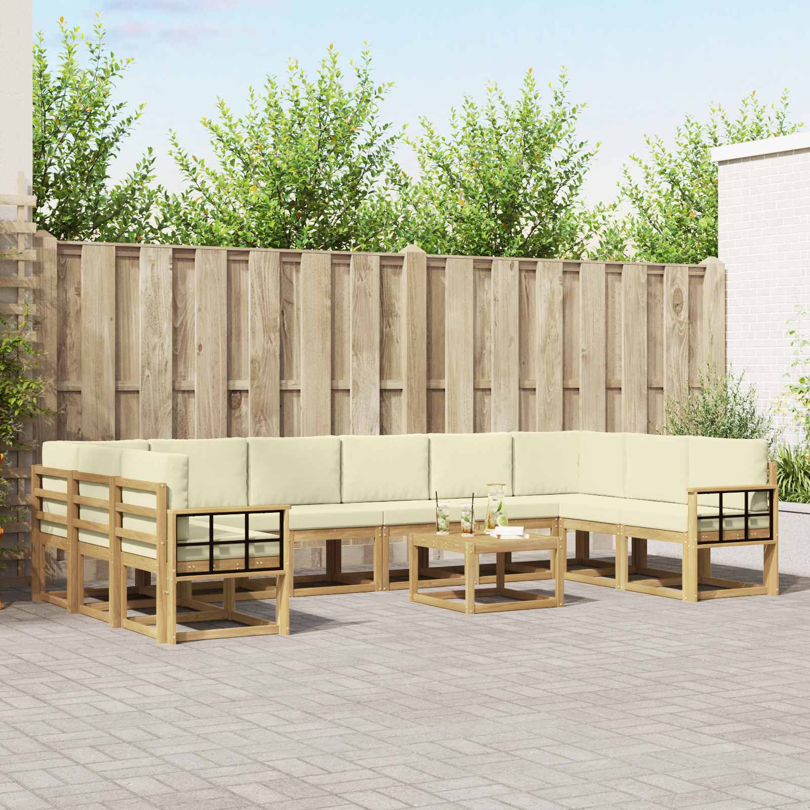 Set vanjskih sofa s jastukom 11 pcs Bijela i krem